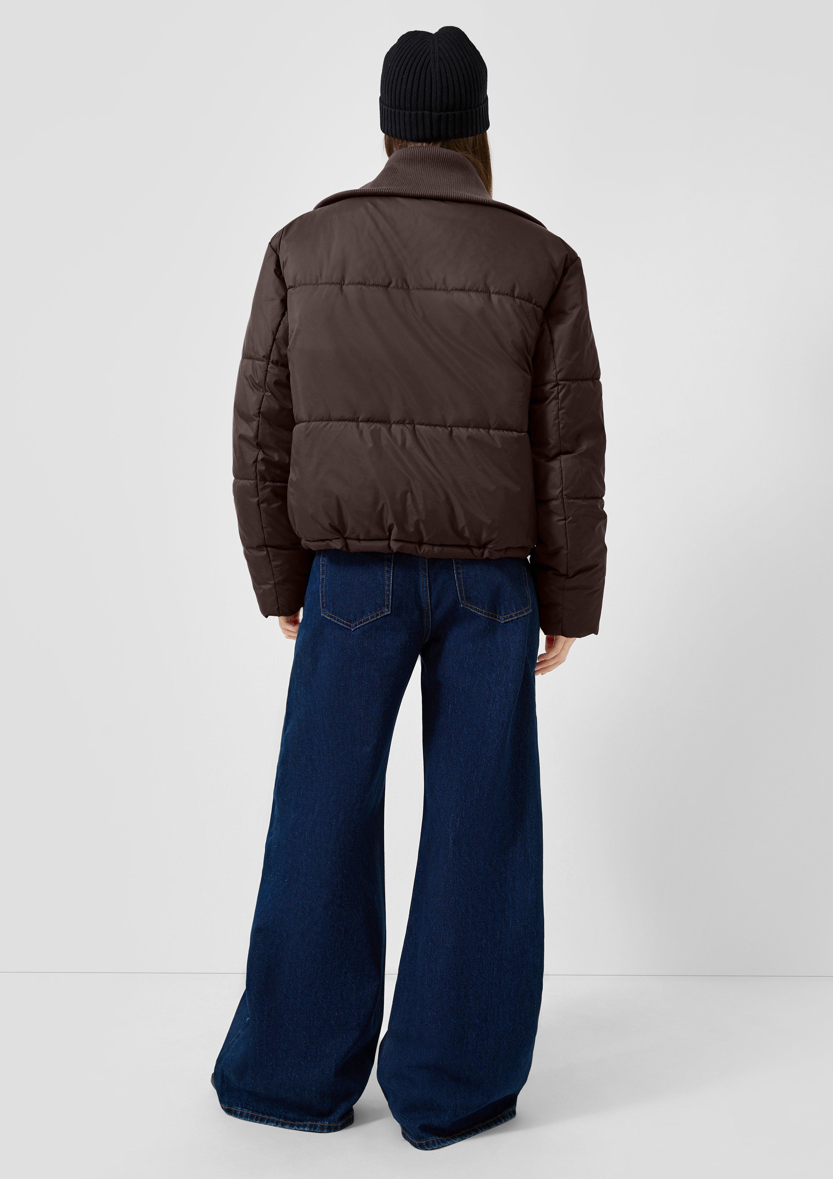 Damen Lässige Pufferjacke mit Strickkragen in braun von QS