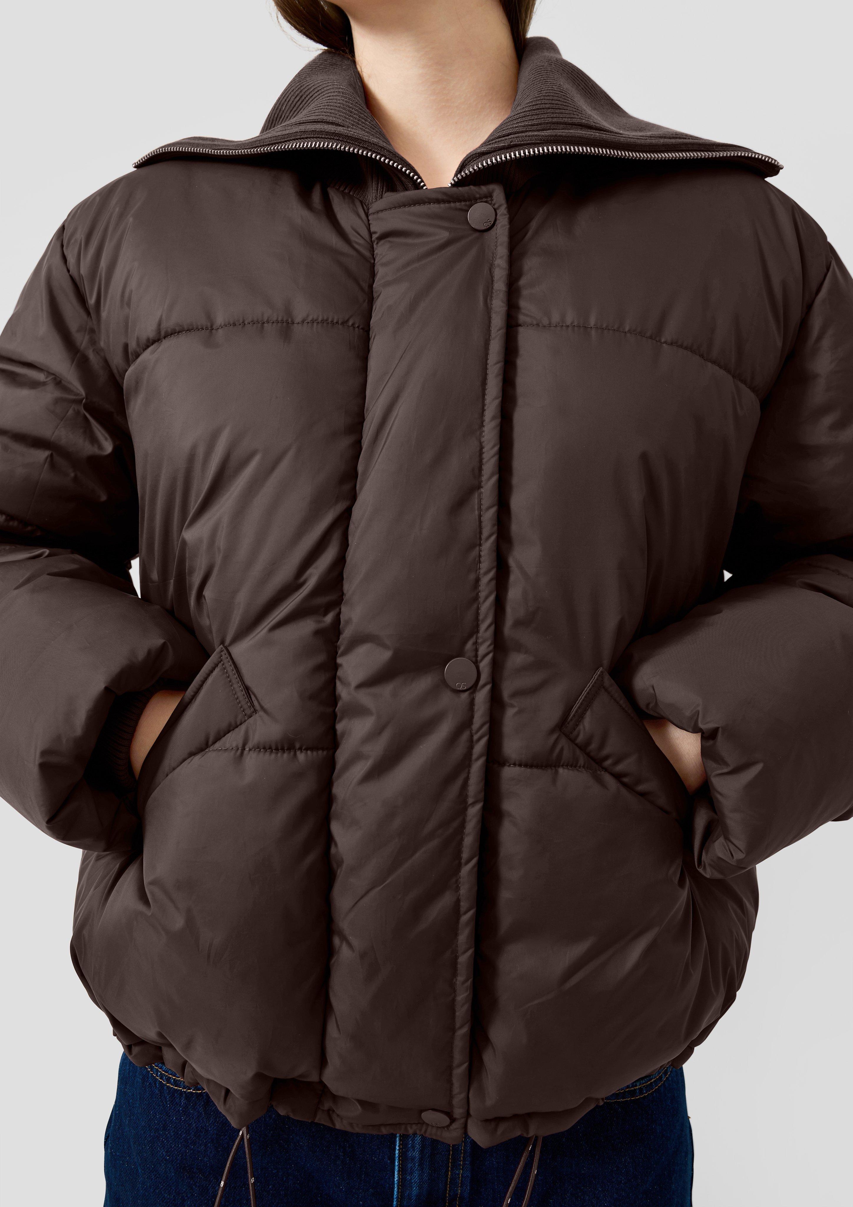 Damen Lässige Pufferjacke mit Strickkragen in braun von QS