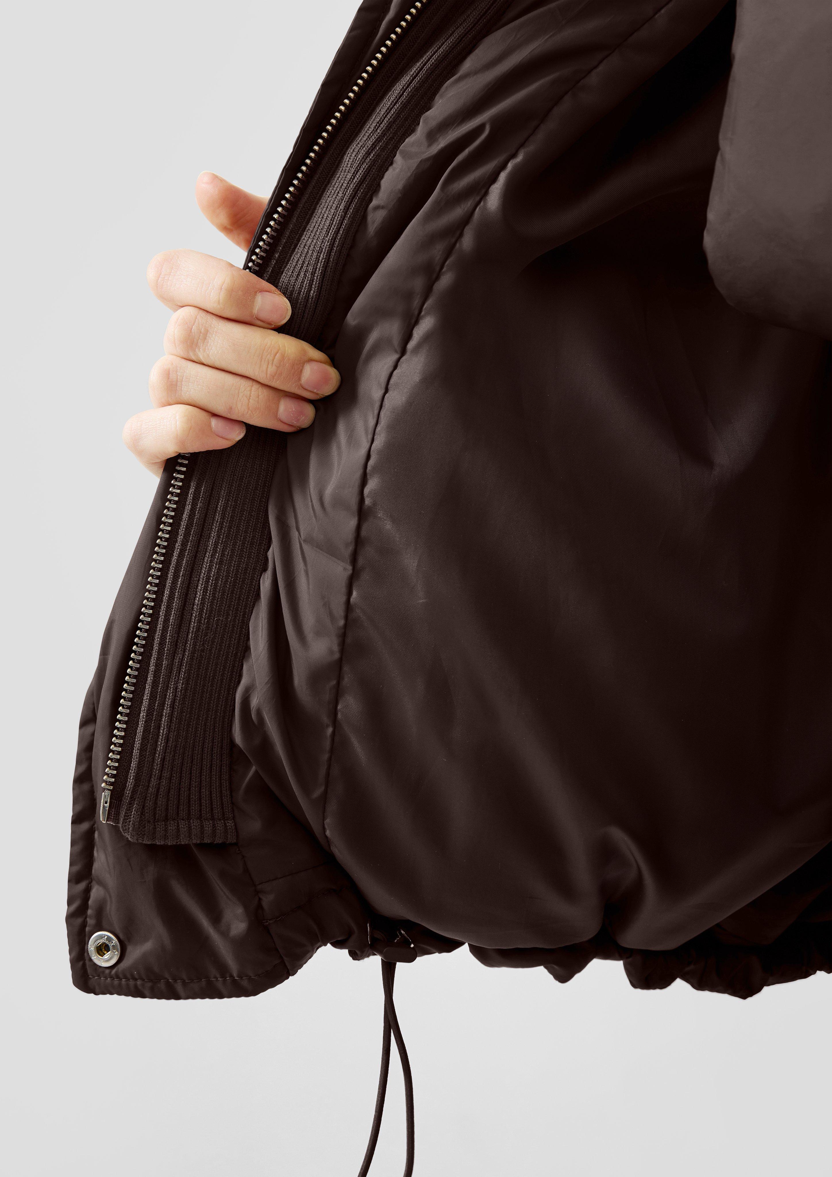 Damen Lässige Pufferjacke mit Strickkragen in braun von QS
