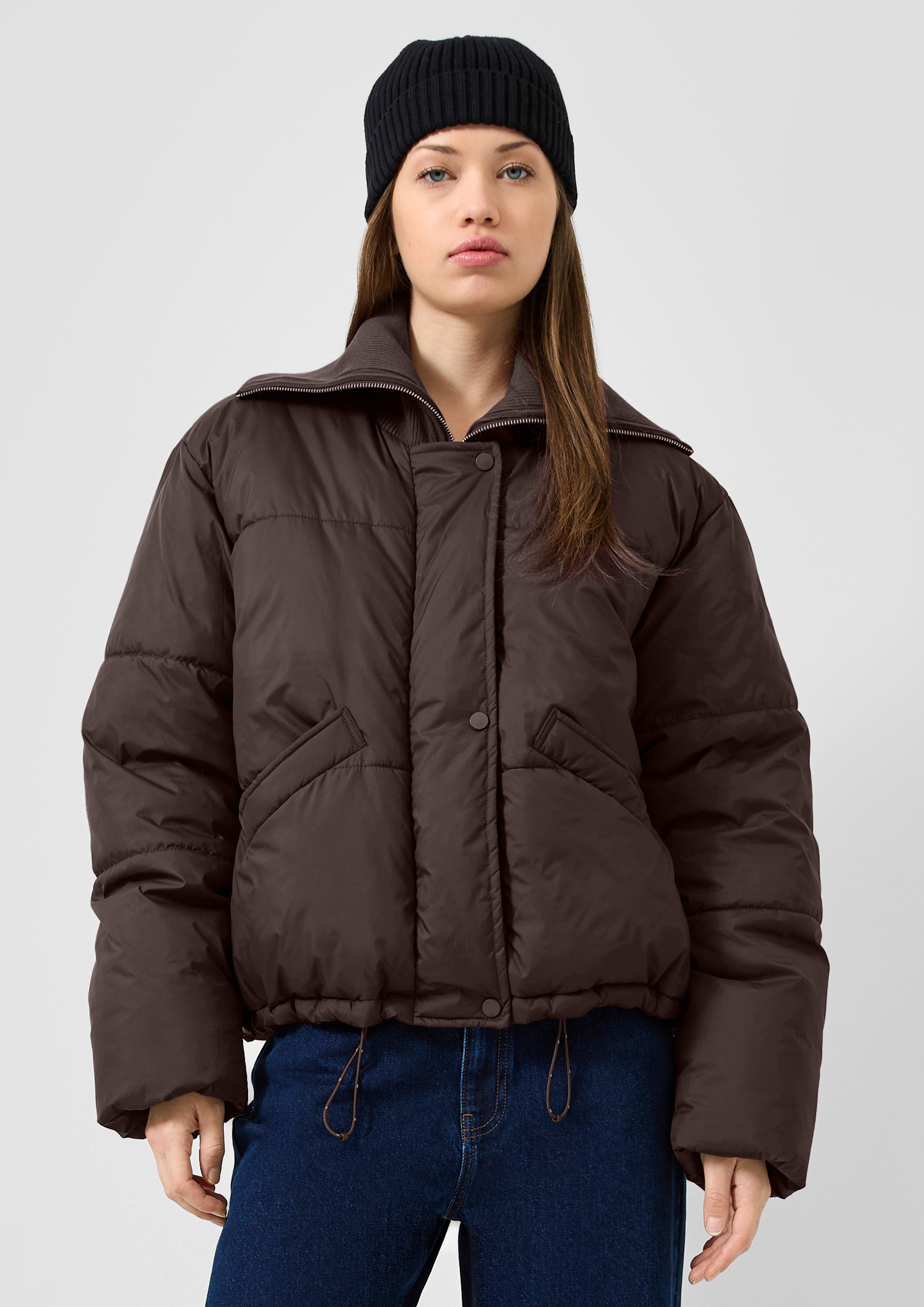 Lässige Pufferjacke mit Strickkragen in Farbe dunkelbraun von QS
