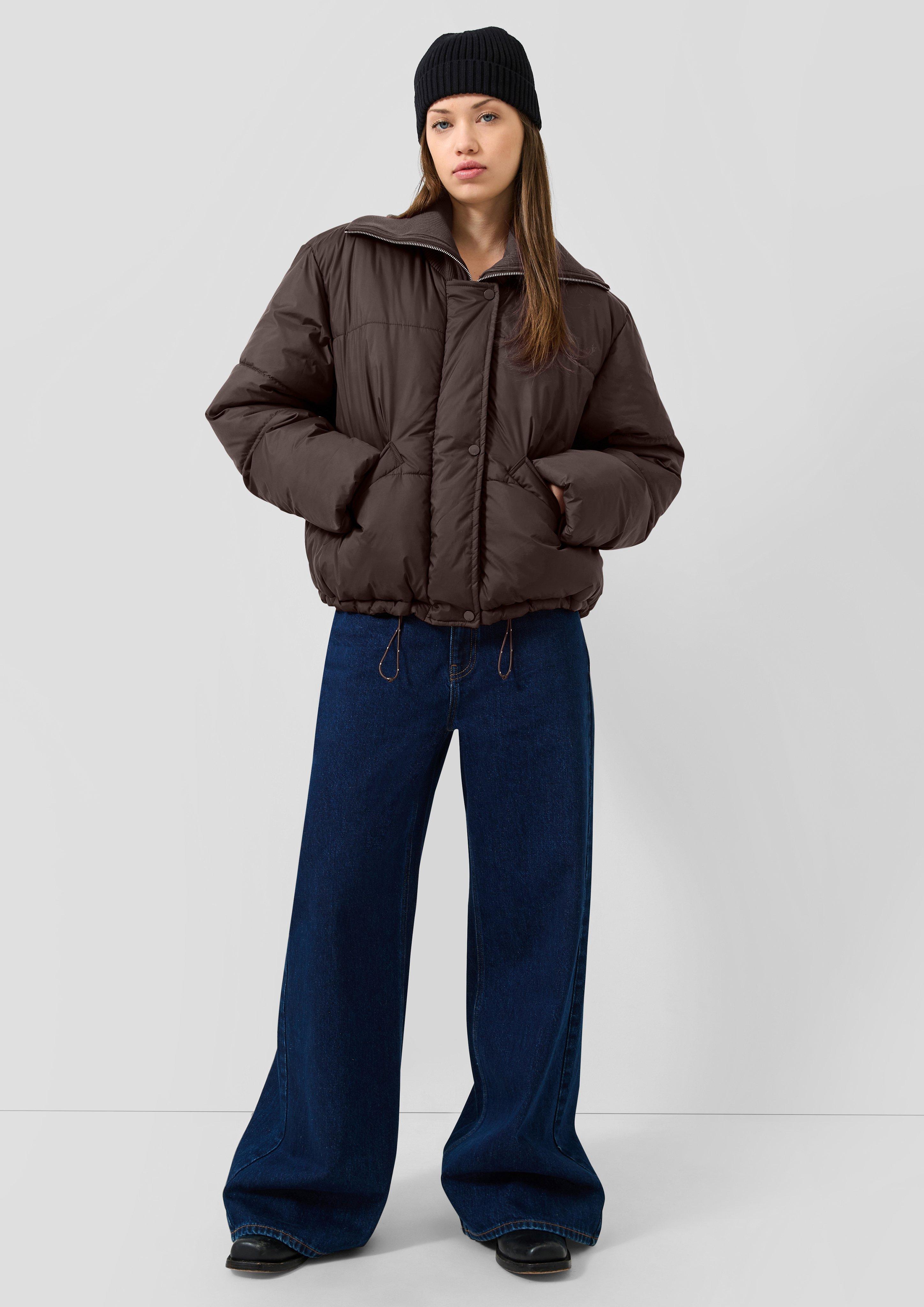Damen Lässige Pufferjacke mit Strickkragen in braun von QS