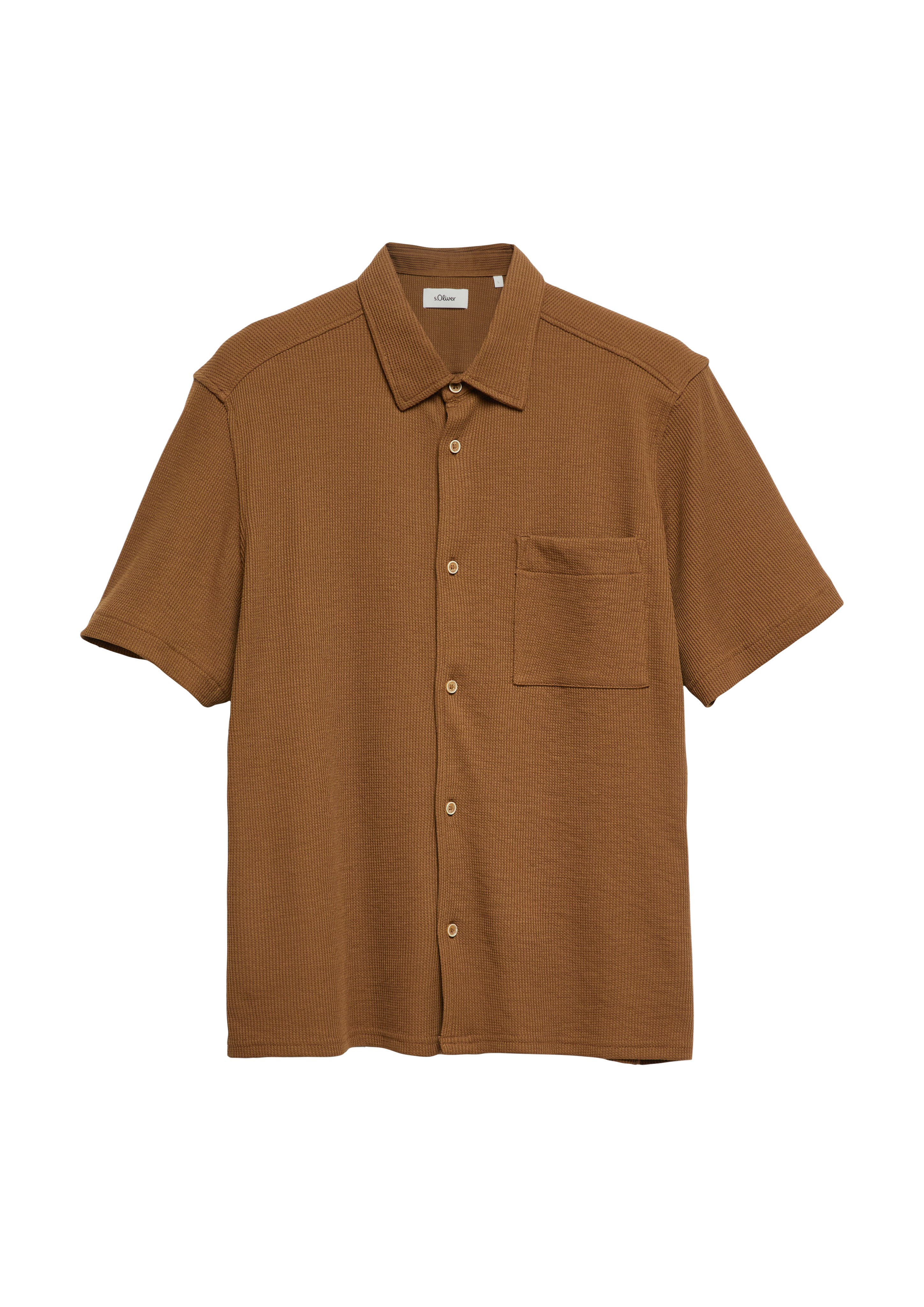 Relaxed Fit: Kurzarmhemd aus Waffelpiqué