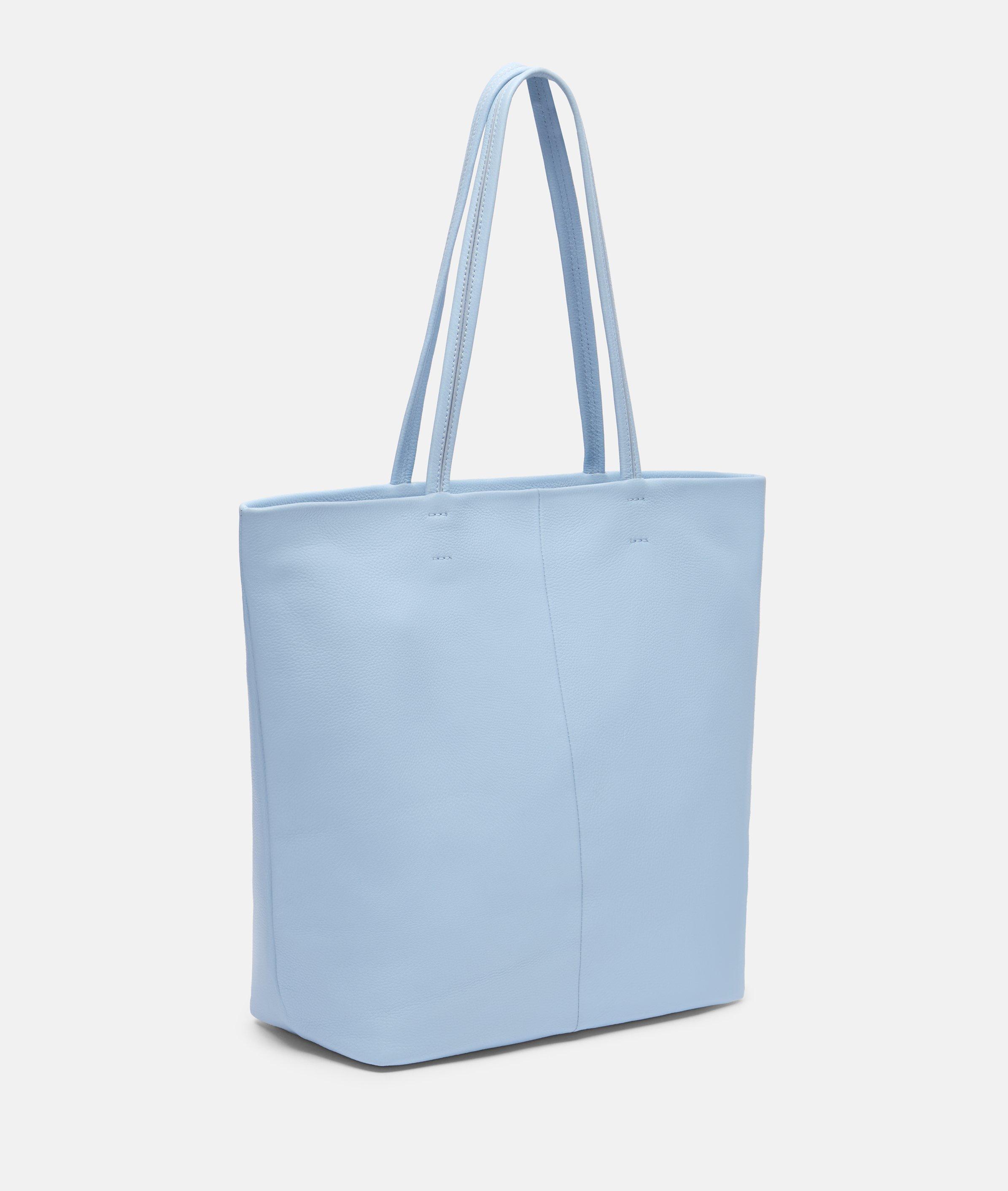 Tote in blue, brown, black & beige