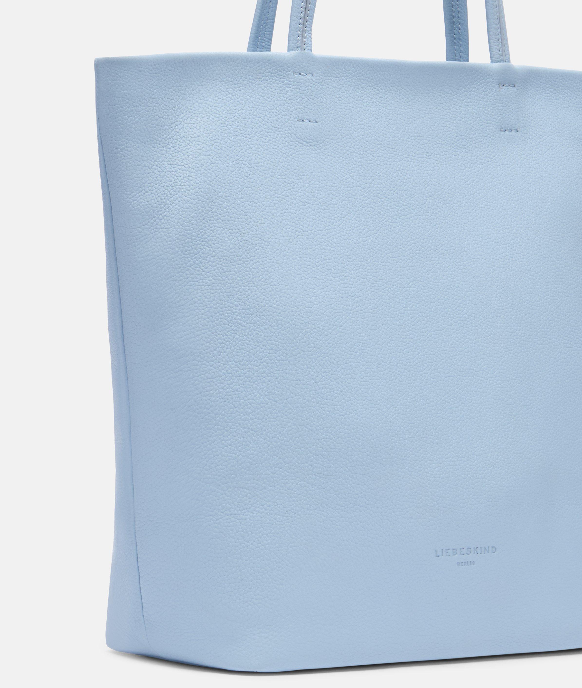 Tote in blue, brown, black & beige