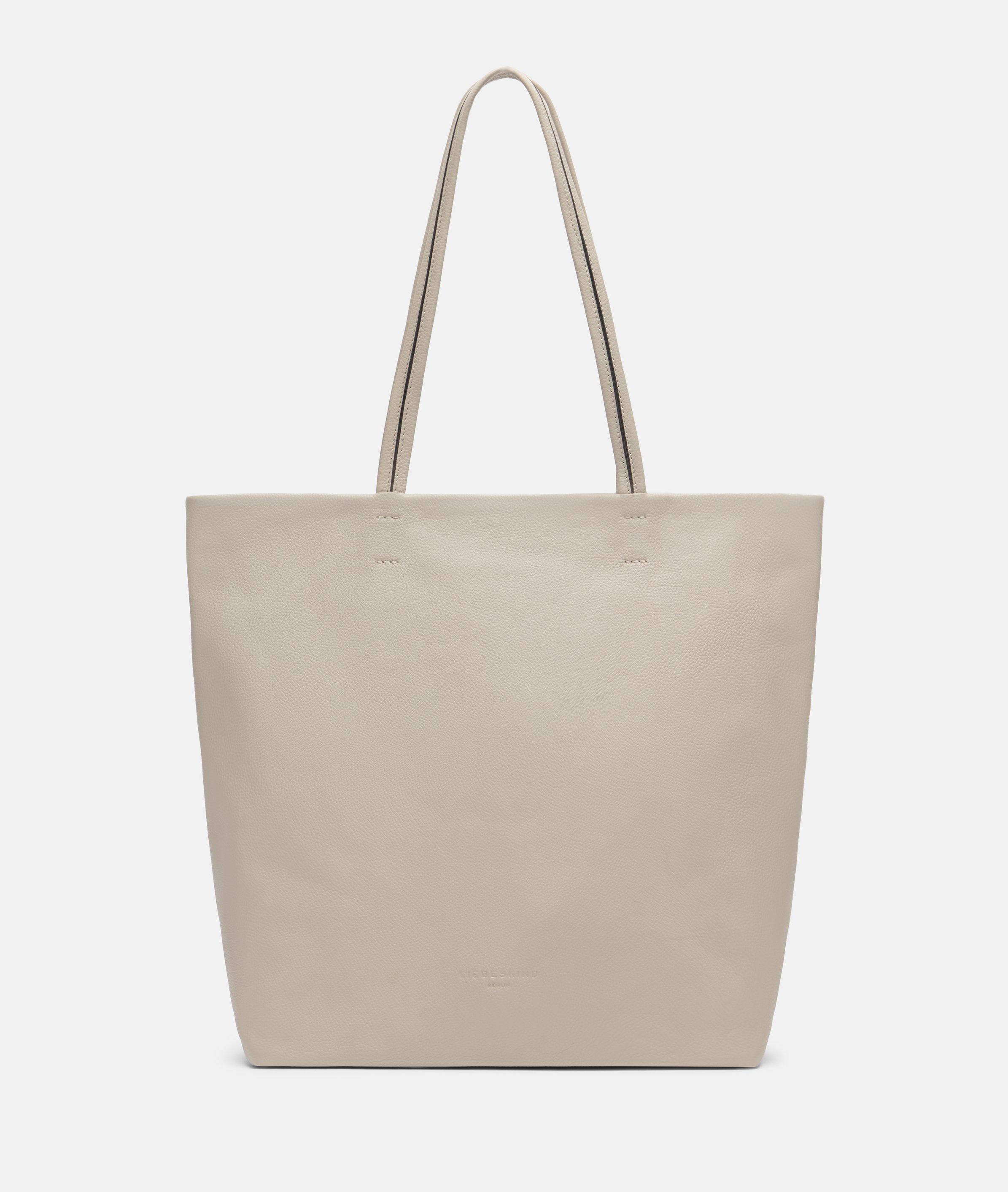 Tote in beige, brown, black & blue