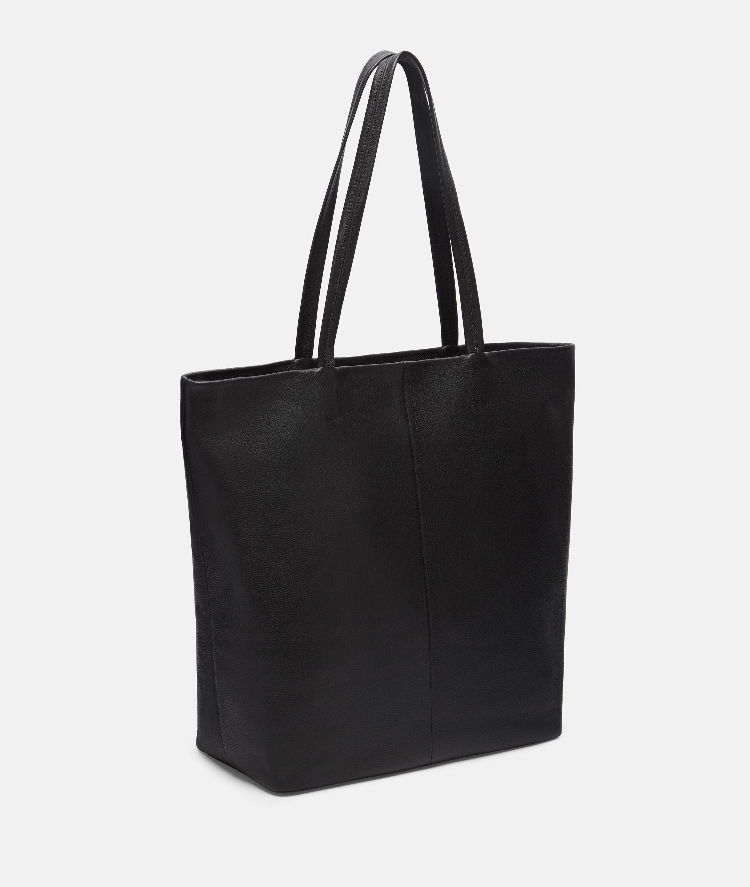 Tote in black, brown, blue & beige