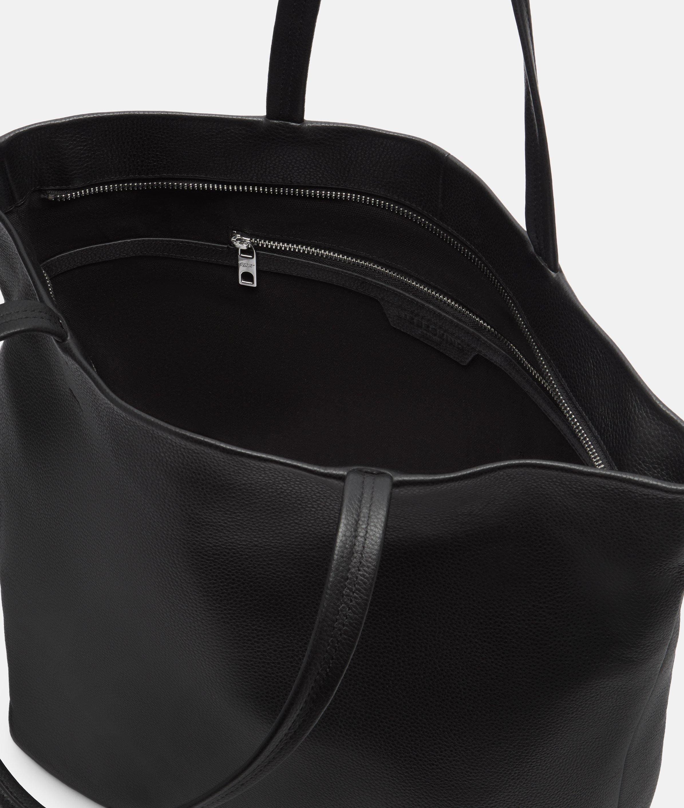 Tote in black, brown, blue & beige