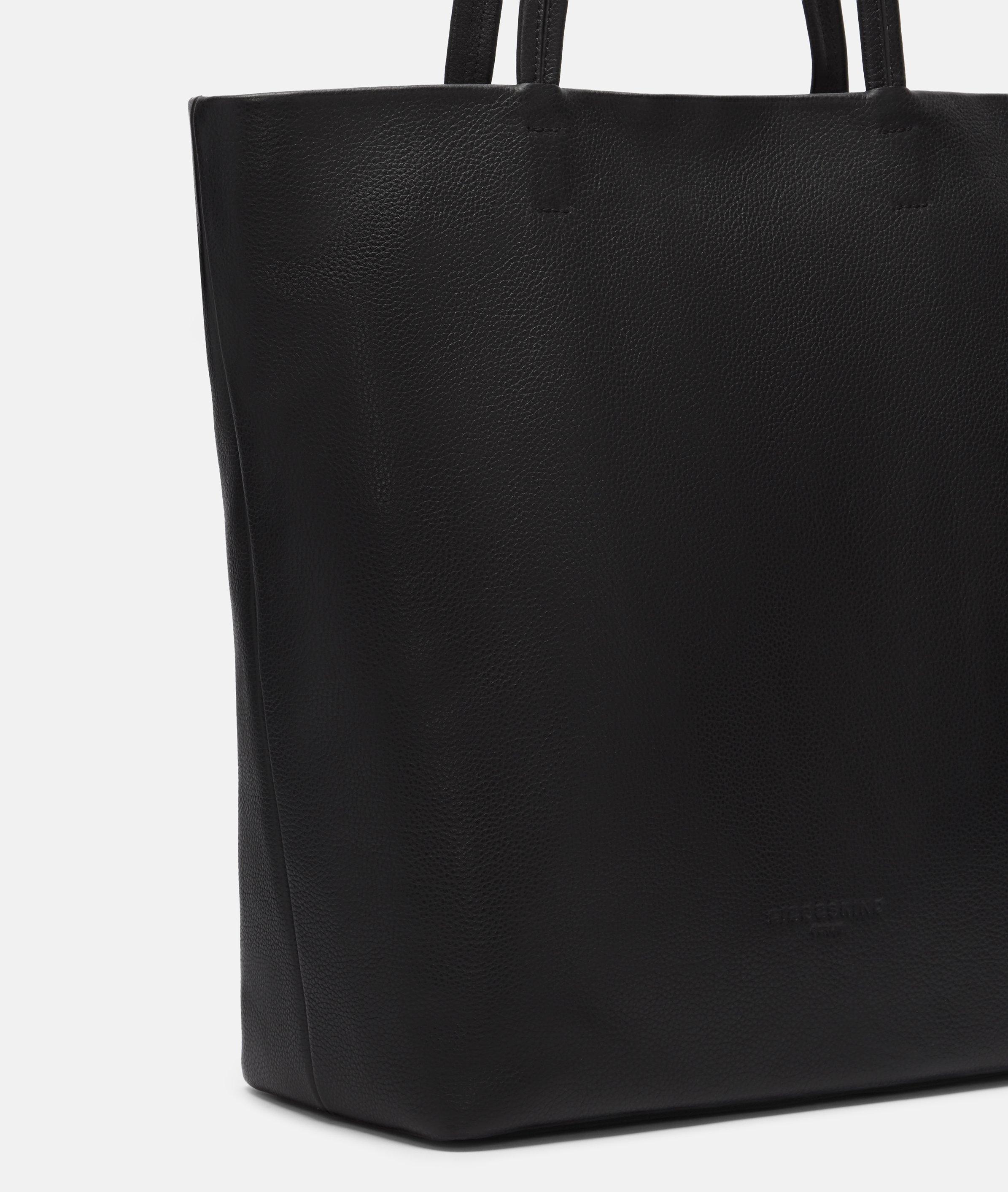 Tote in black, brown, blue & beige