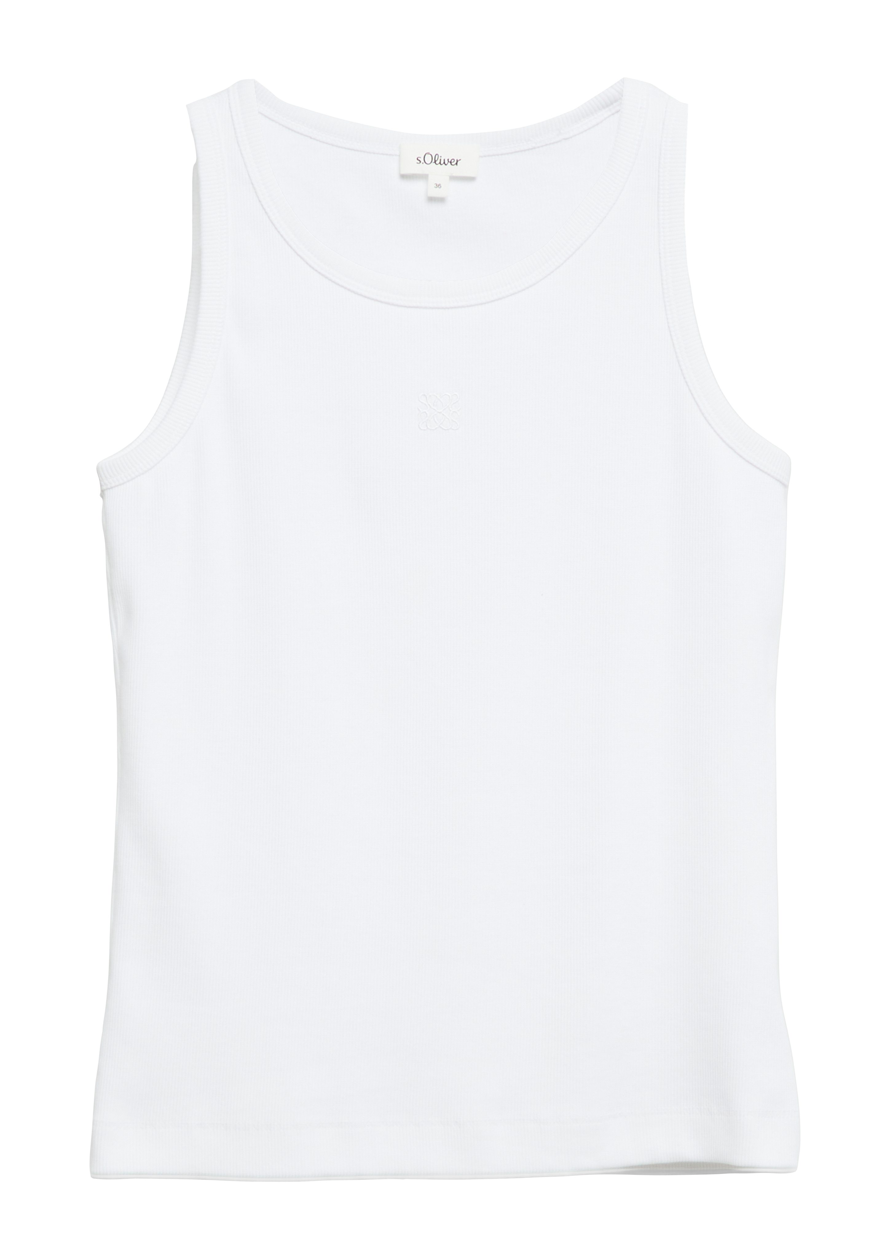 Geribde slim fit top met borduursel