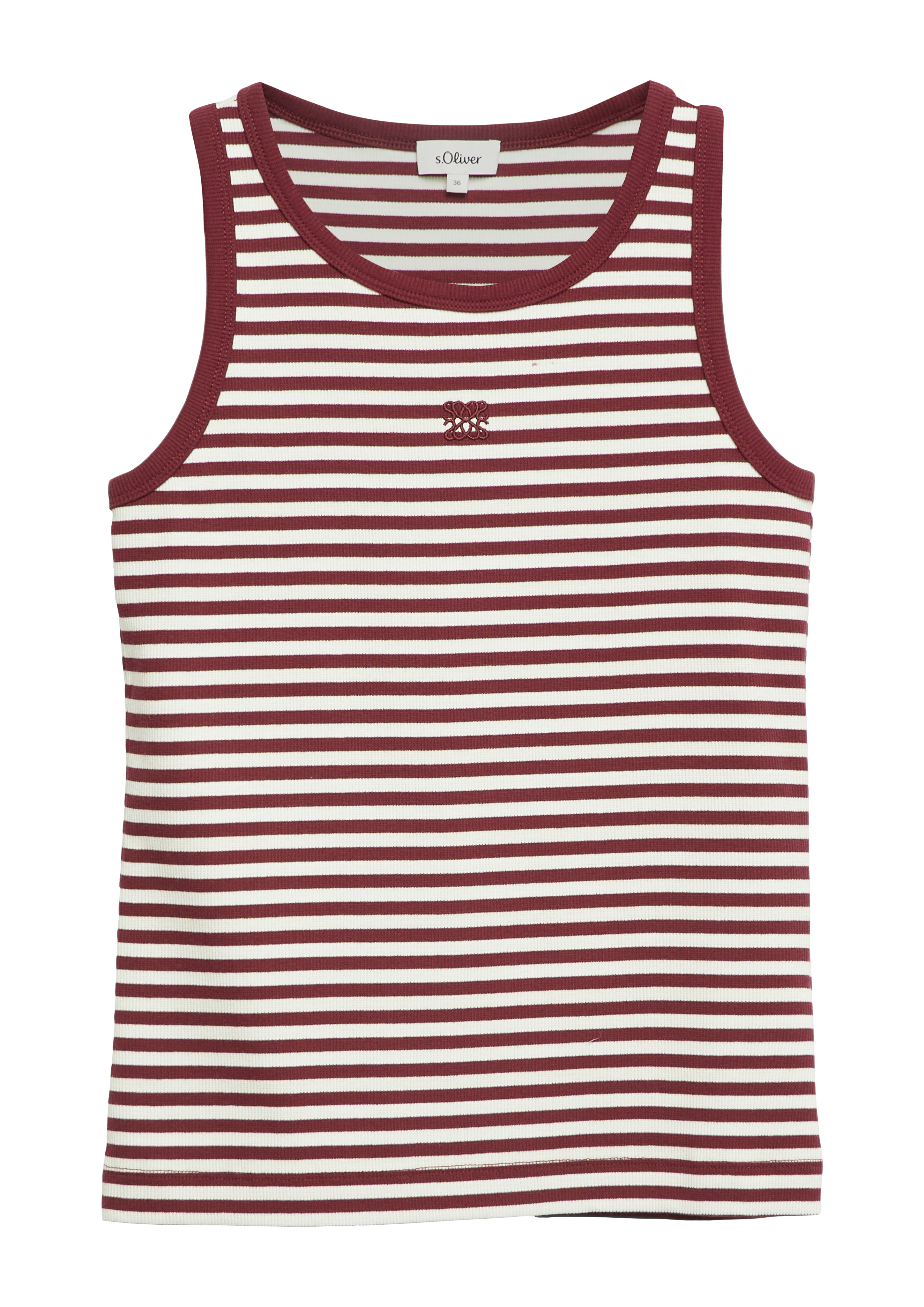 s.Oliver Geripptes Top Im Slim Fit Mit Stickerei