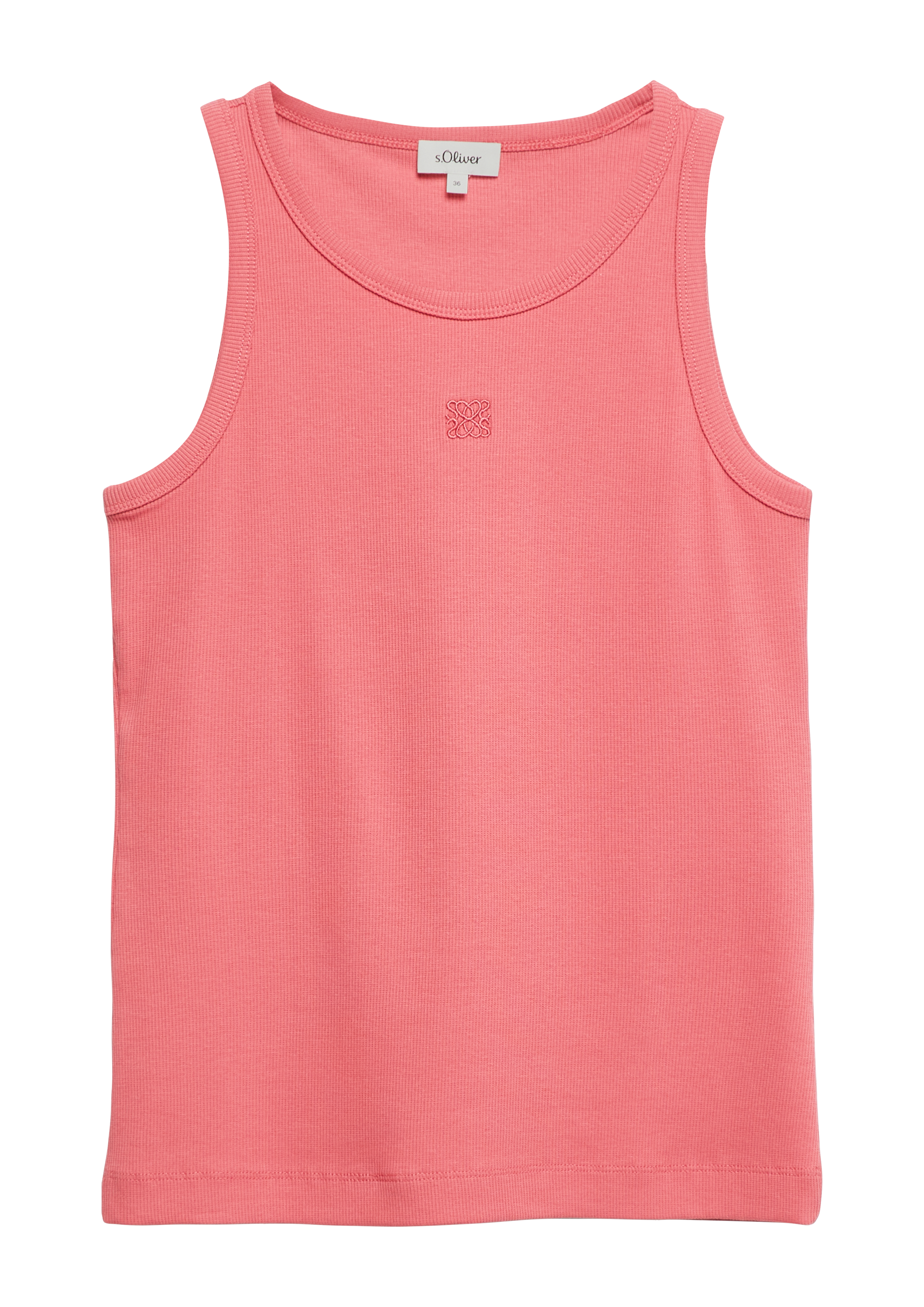 Geribde slim fit top met borduursel