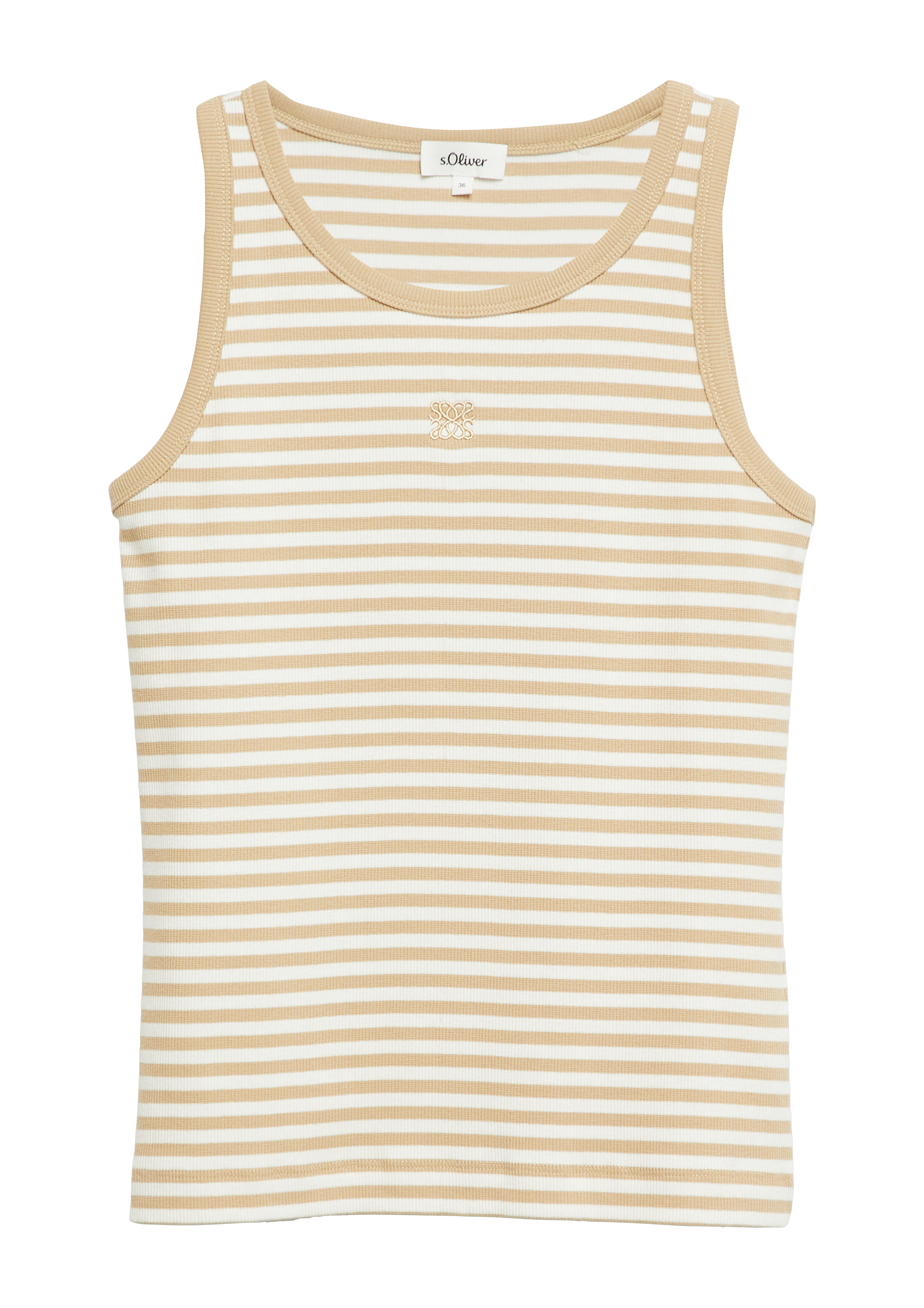 Geribde slim fit top met borduursel