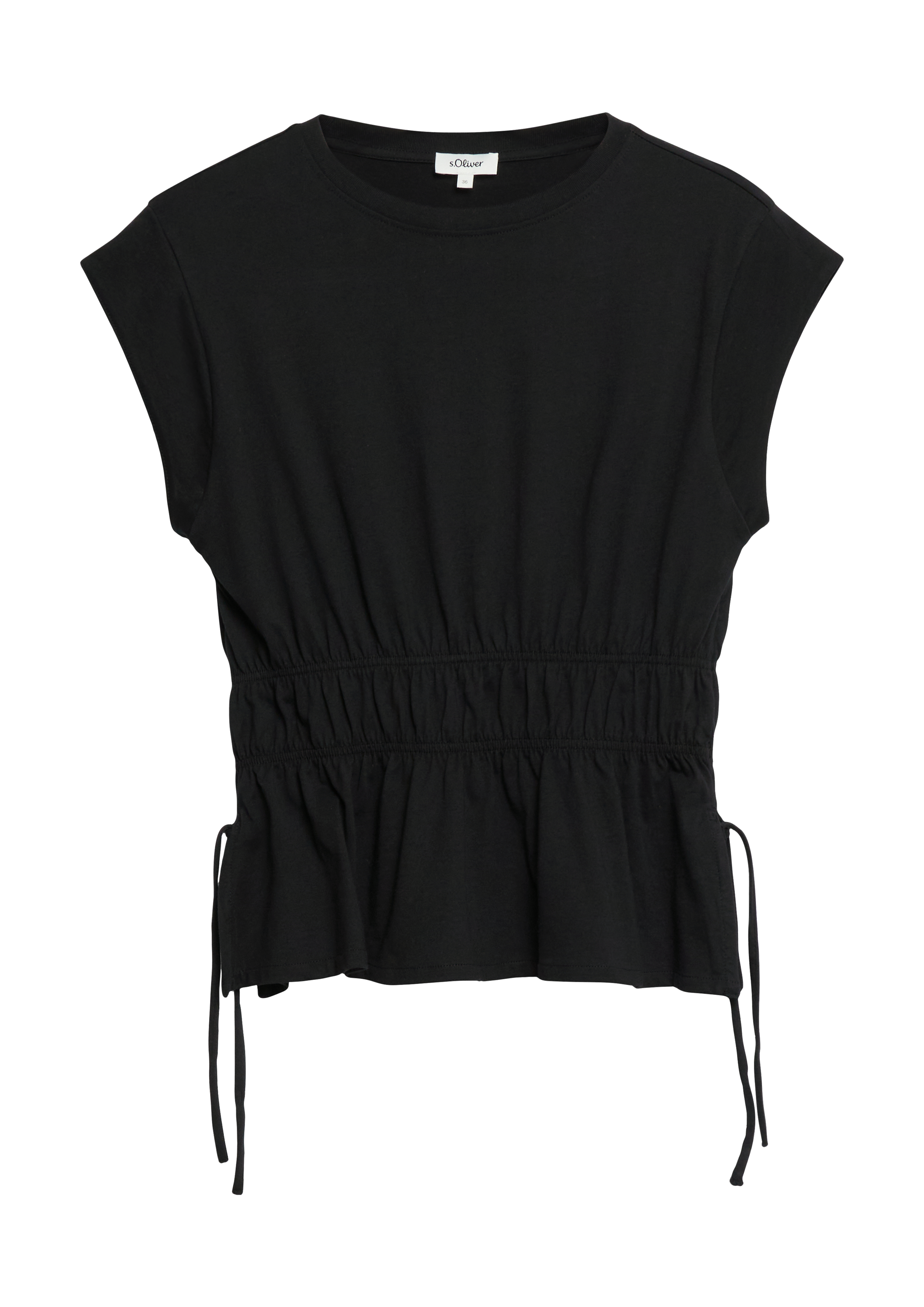 T-shirt met gerimpelde taille en strikdetail