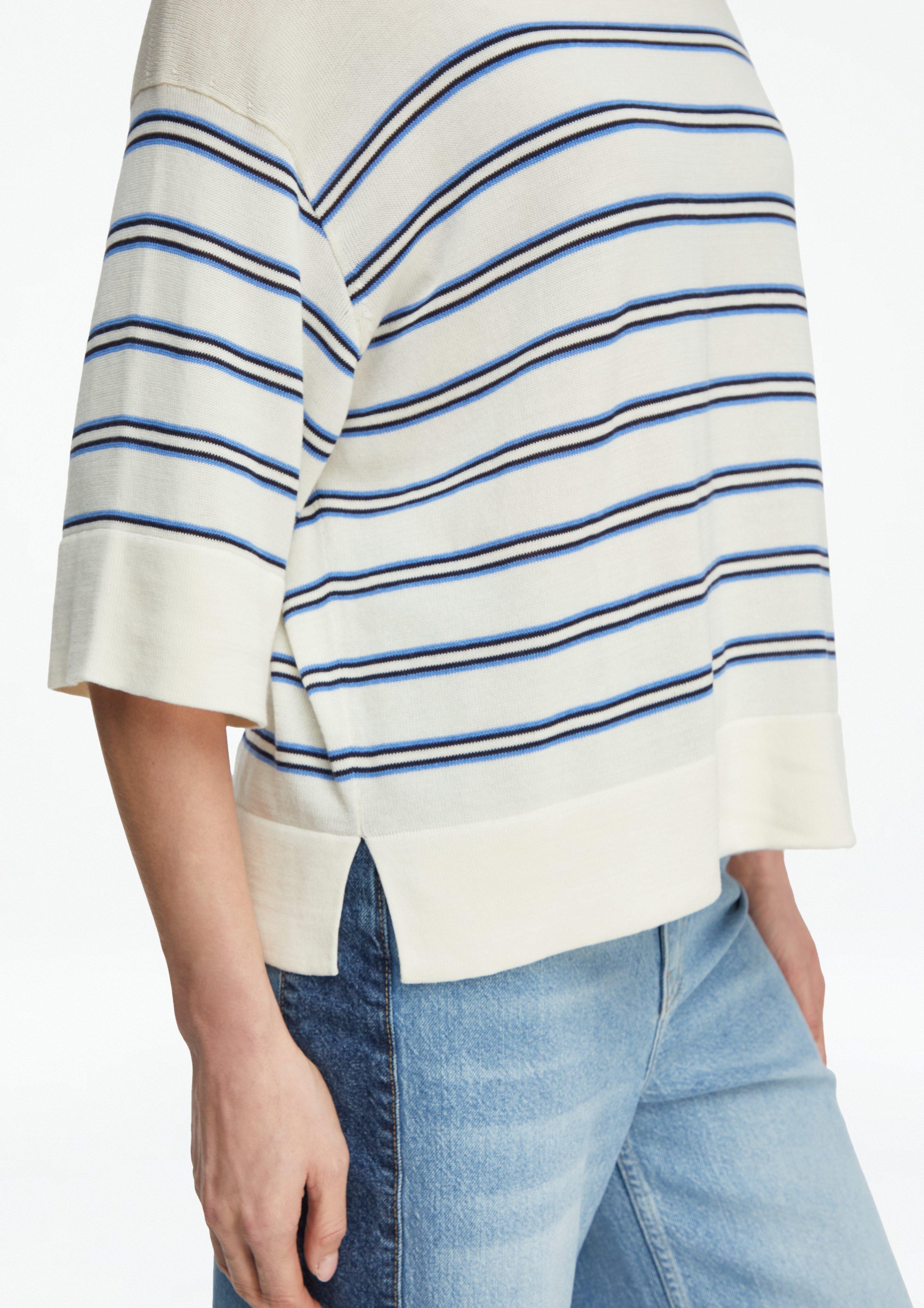 Kurzarmpullover mit Streifen