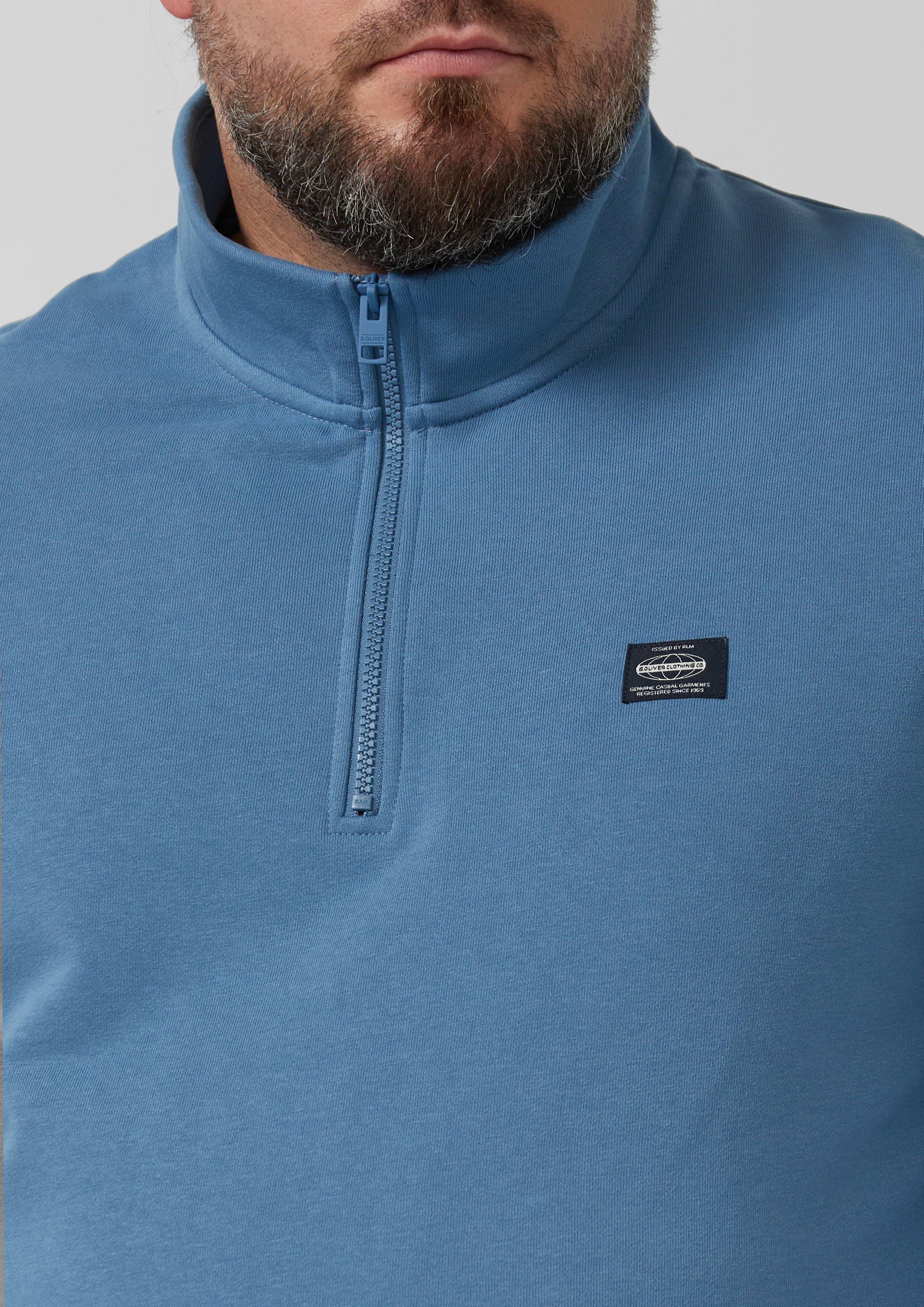 Thumbnail - Sweatshirt mit Troyer-Kragen und Logo-Patch