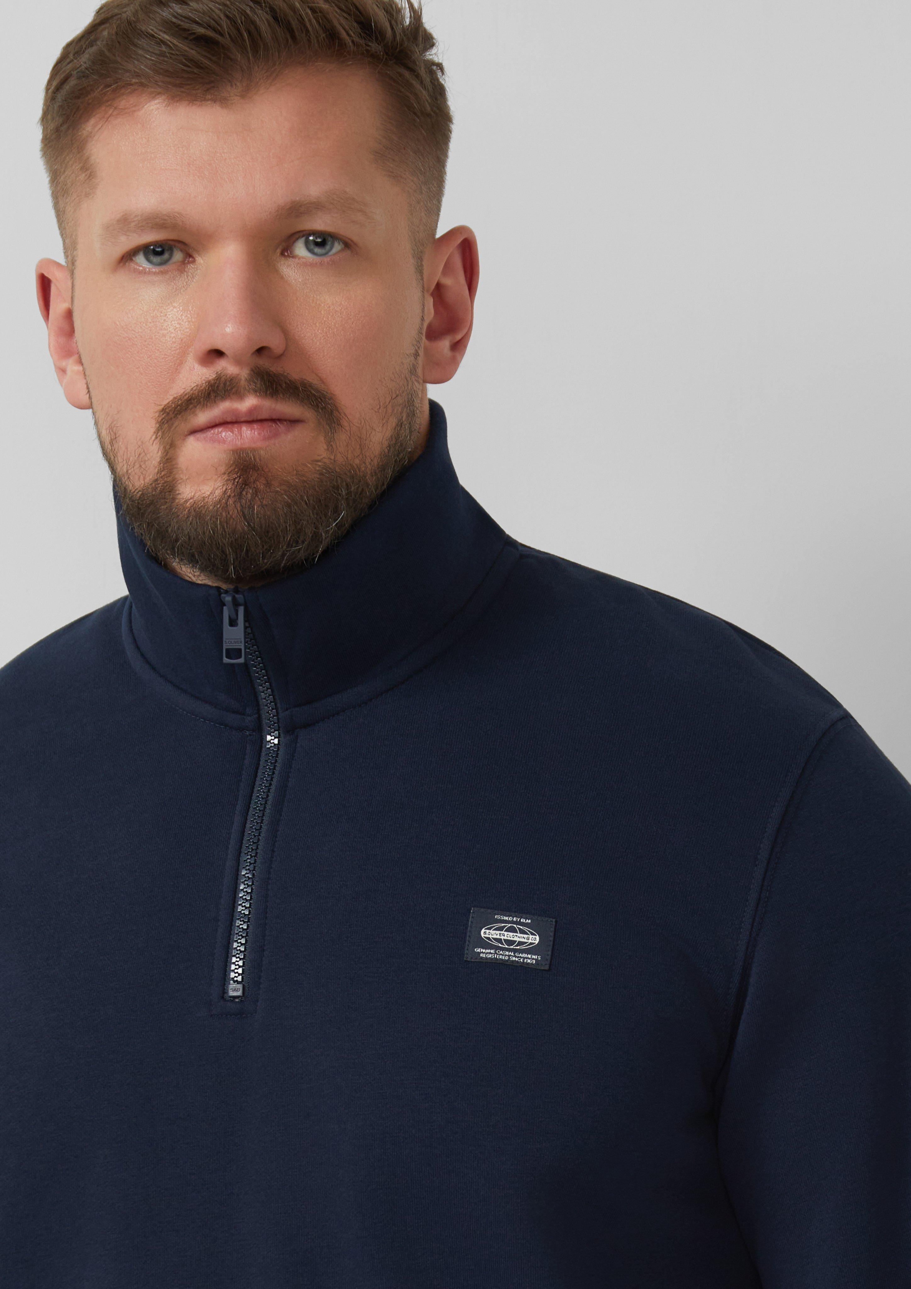 Thumbnail - Sweatshirt mit Troyer-Kragen und Logo-Patch