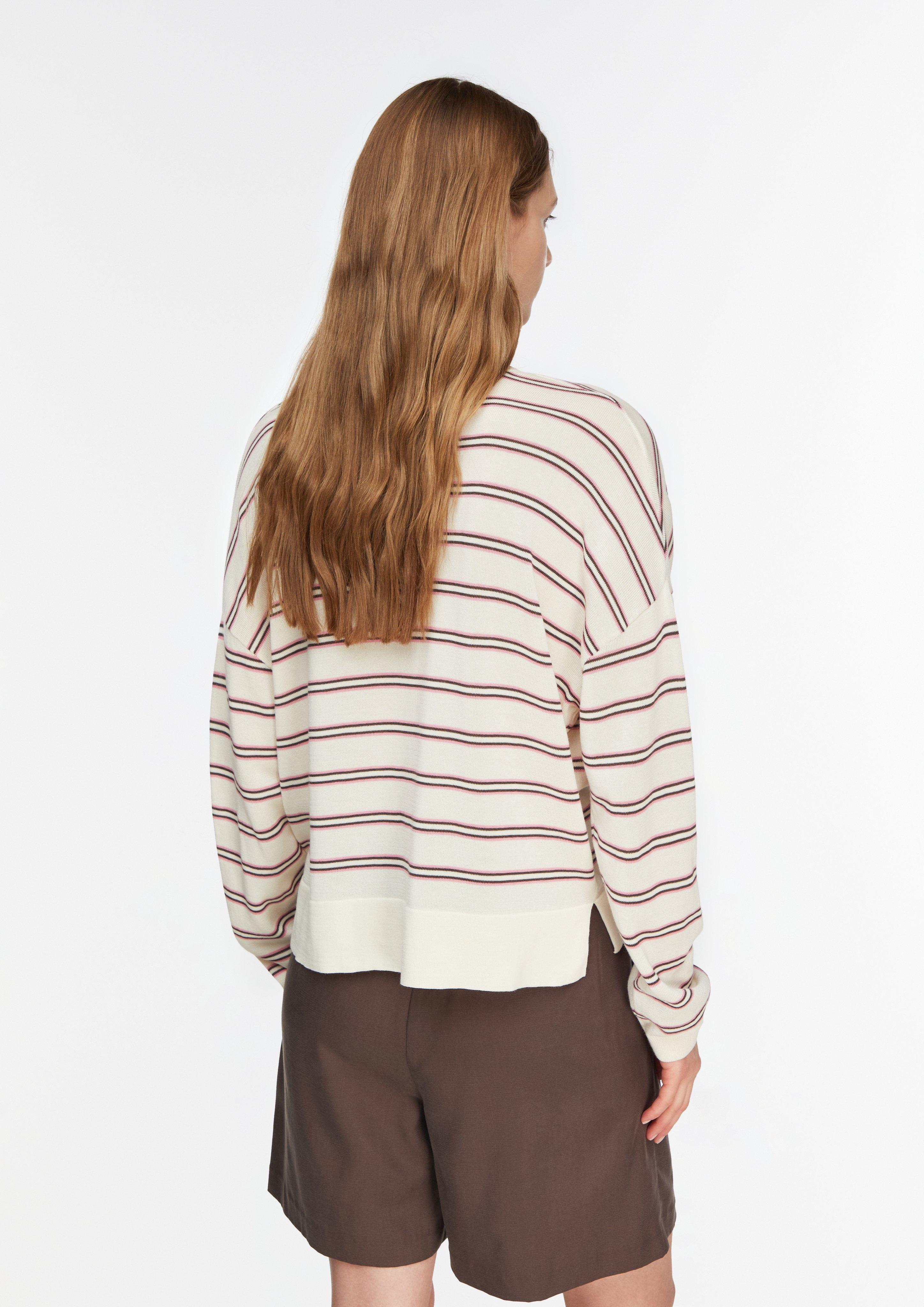 Gestreifter Feinstrickpullover aus Lyocell-Baumwoll-Mix mit Relaxed Fit in  von COMMA