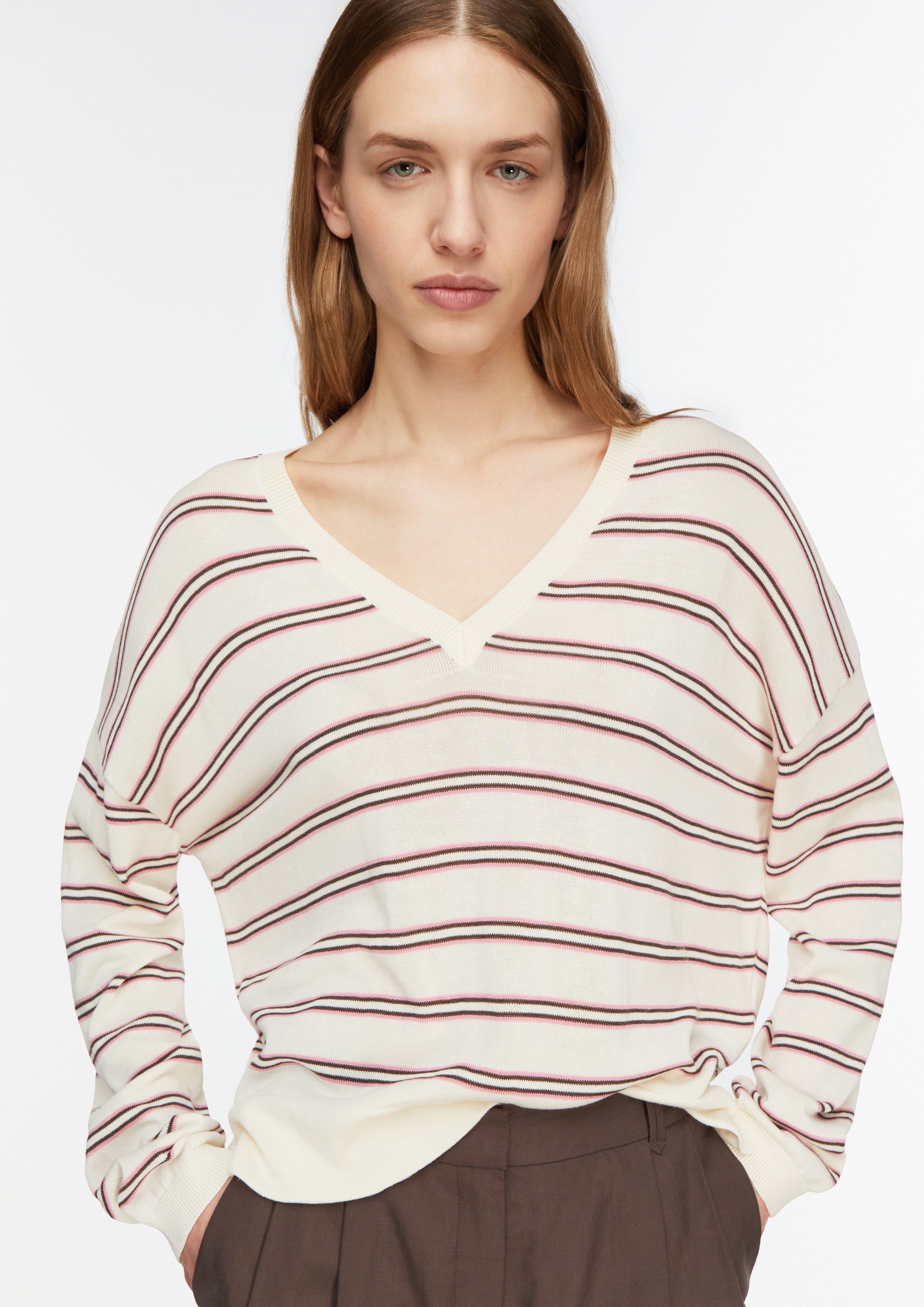 Gestreifter Feinstrickpullover aus Lyocell-Baumwoll-Mix mit Relaxed Fit in  von COMMA