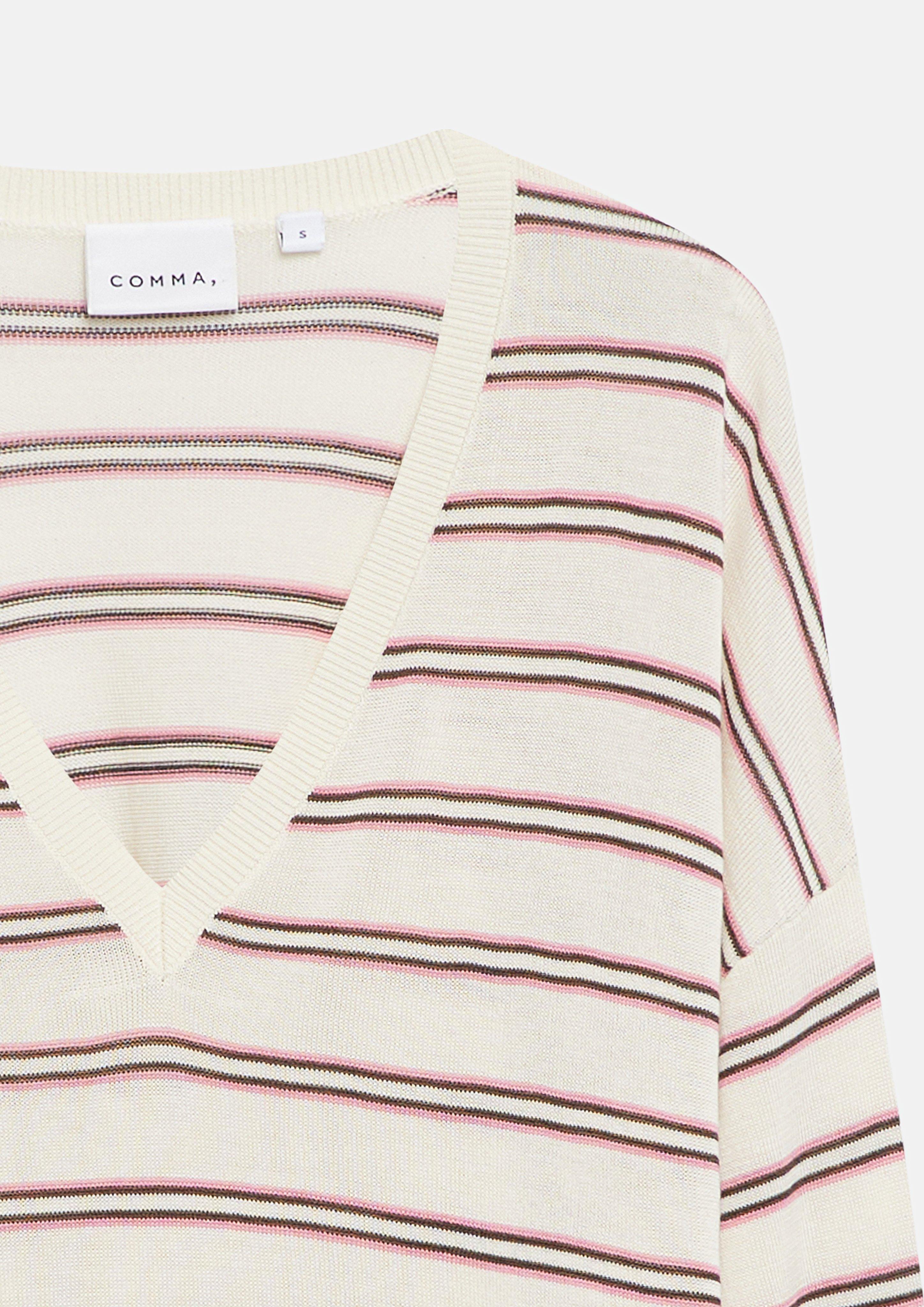 Gestreifter Feinstrickpullover aus Lyocell-Baumwoll-Mix mit Relaxed Fit in  von COMMA