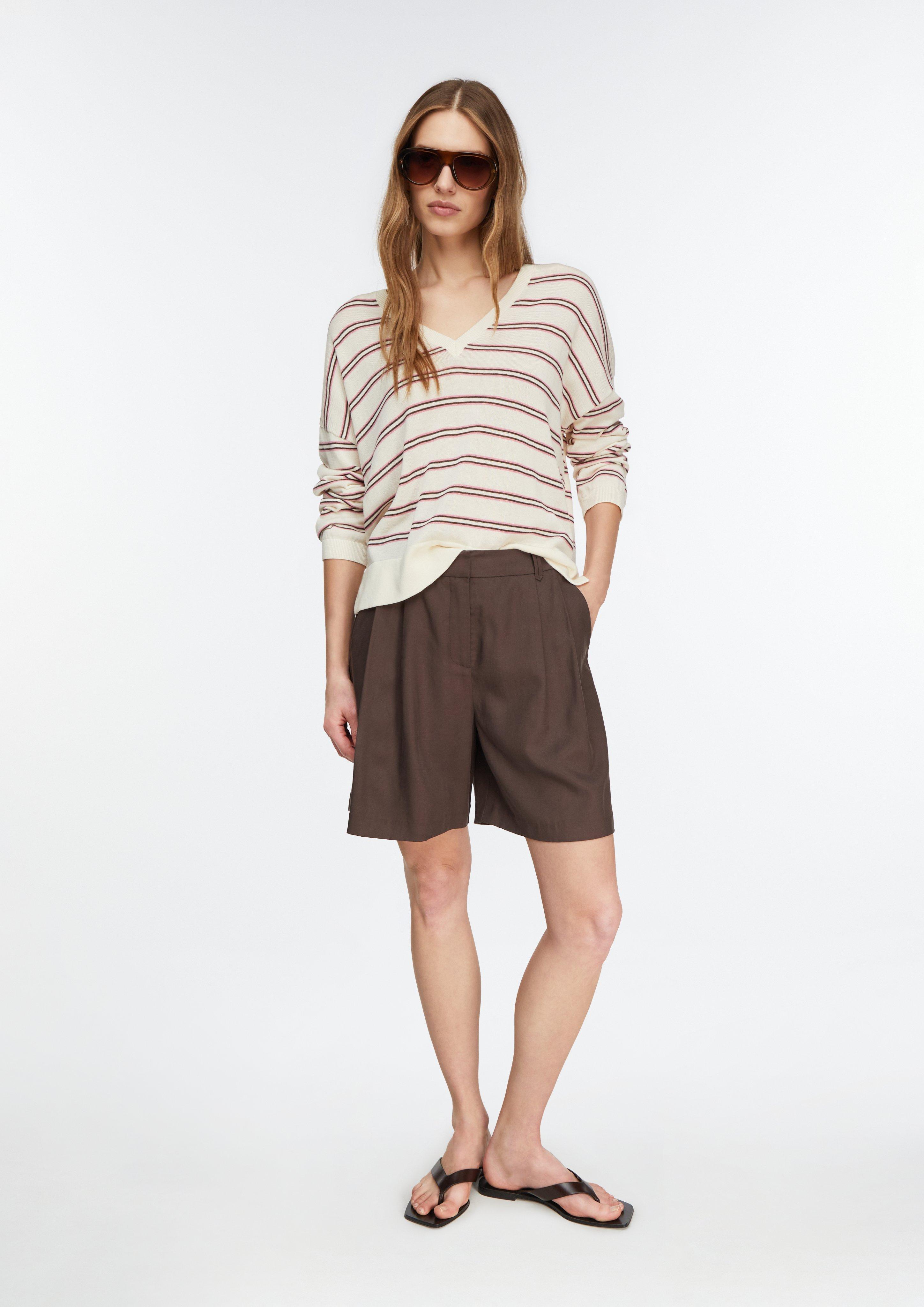 Gestreifter Feinstrickpullover aus Lyocell-Baumwoll-Mix mit Relaxed Fit in  von COMMA