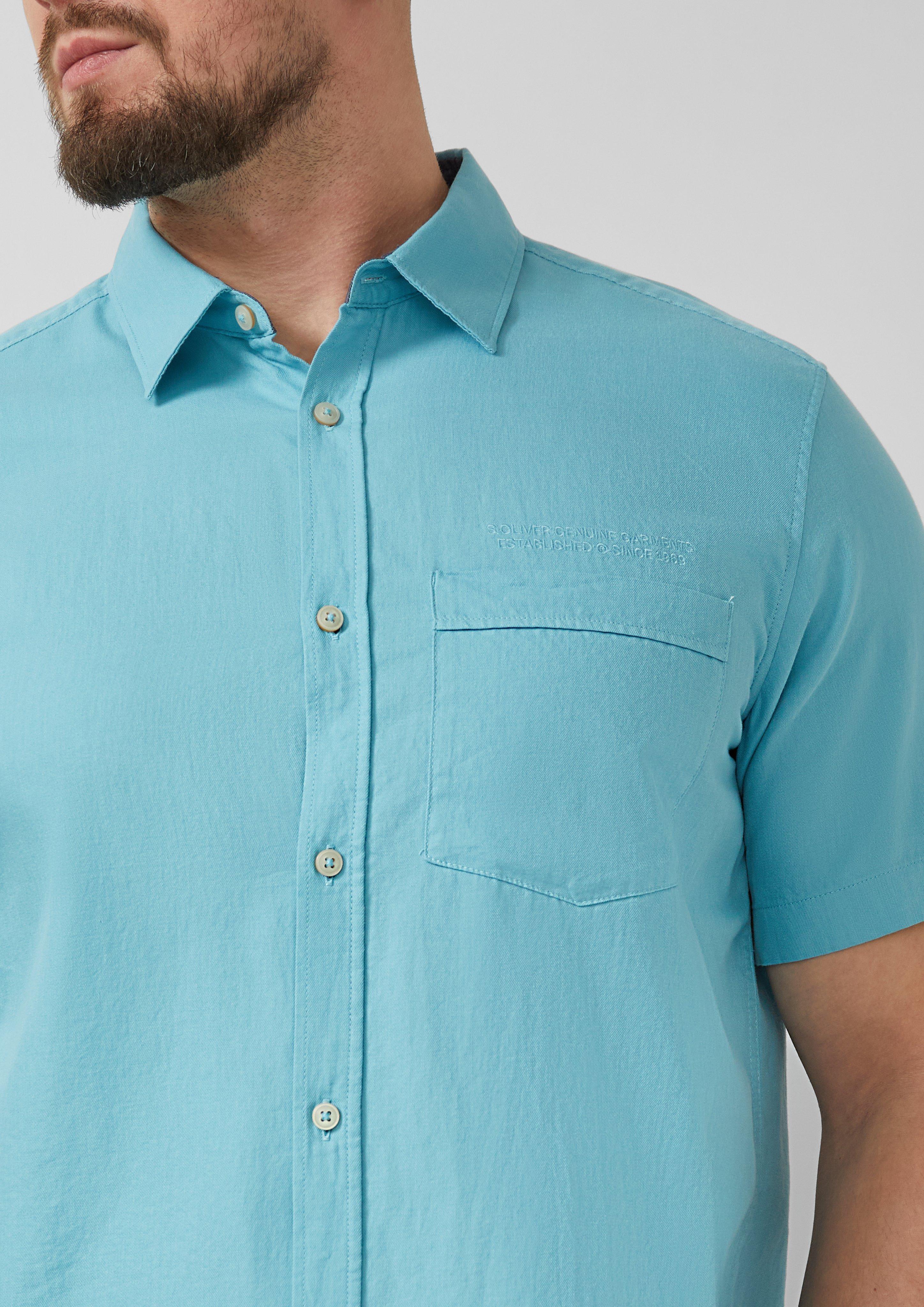 Regular Fit: Weiches Kurzarmhemd mit Stickerei