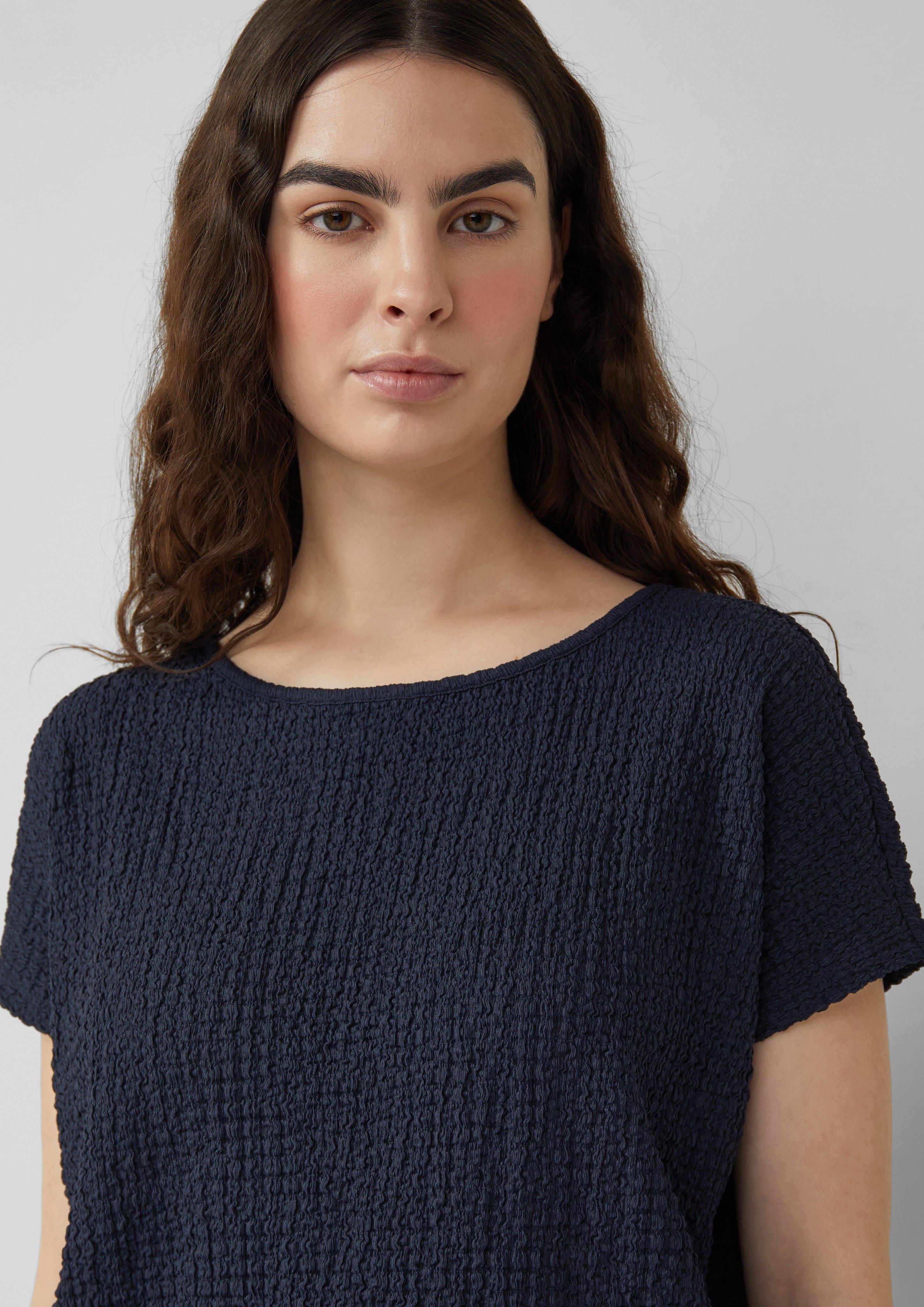 T-Shirt aus Strukturjersey mit überschnittenen Schultern