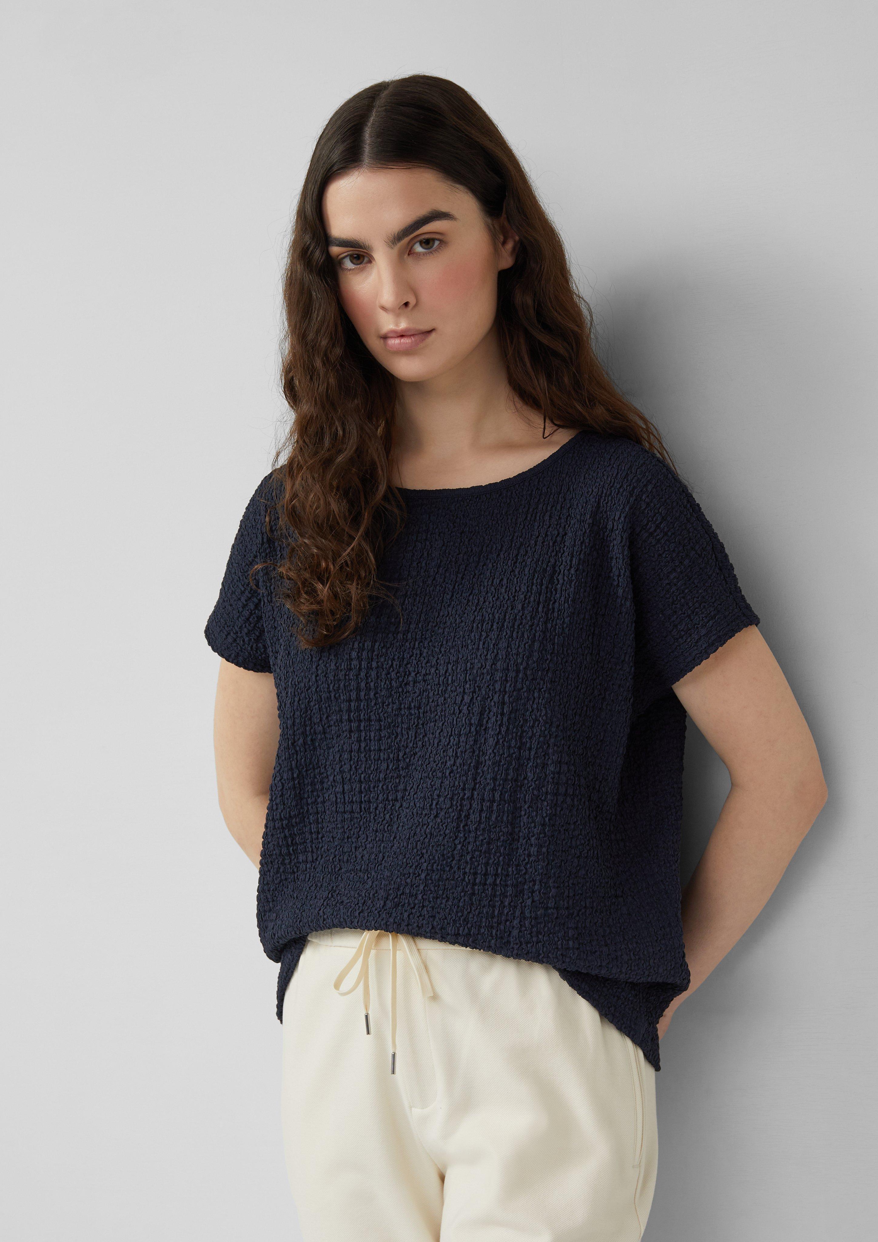 Thumbnail - T-Shirt aus Strukturjersey mit überschnittenen Schultern