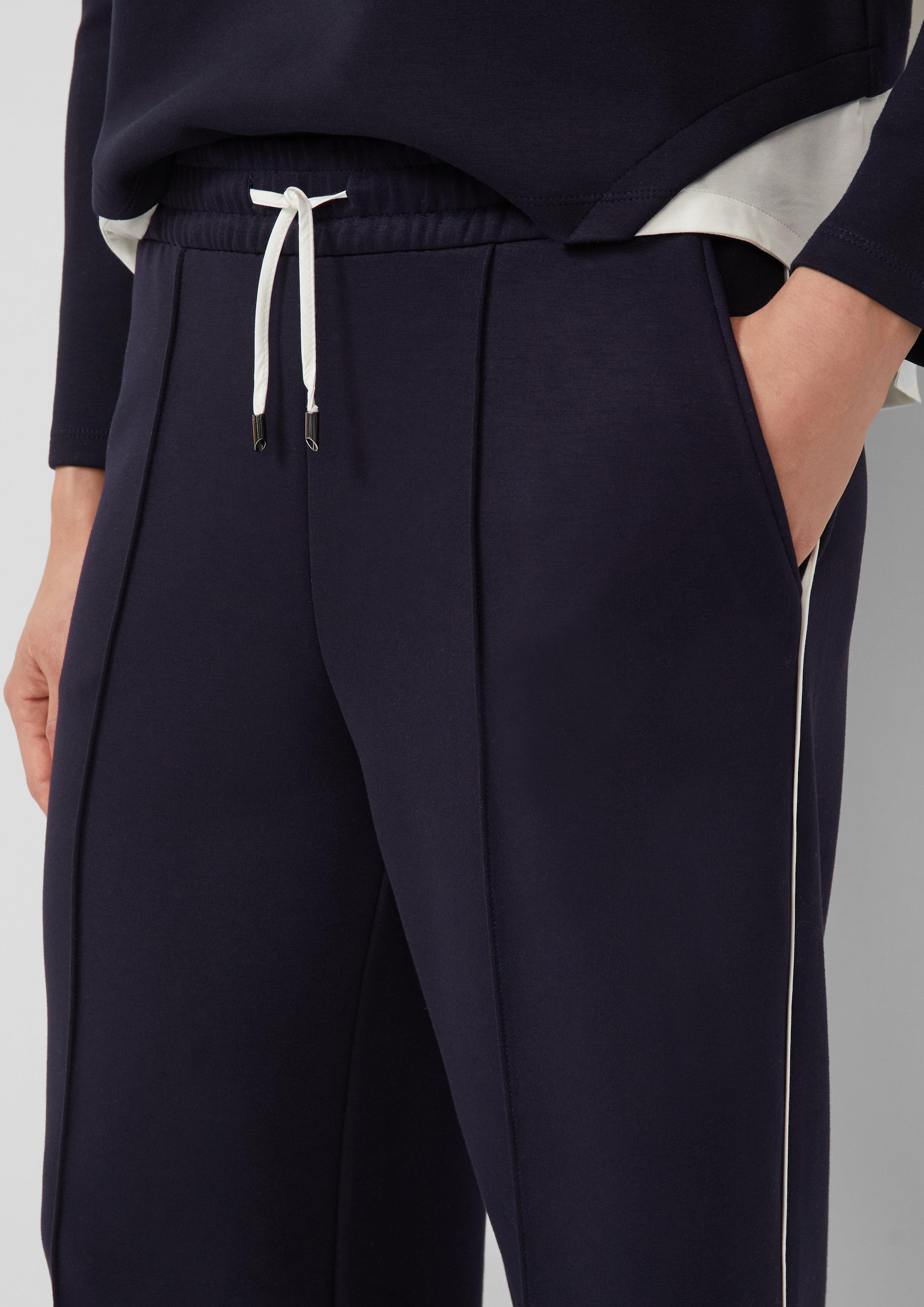 Wide-Leg-Hose aus Scuba mit Kontraststreifen