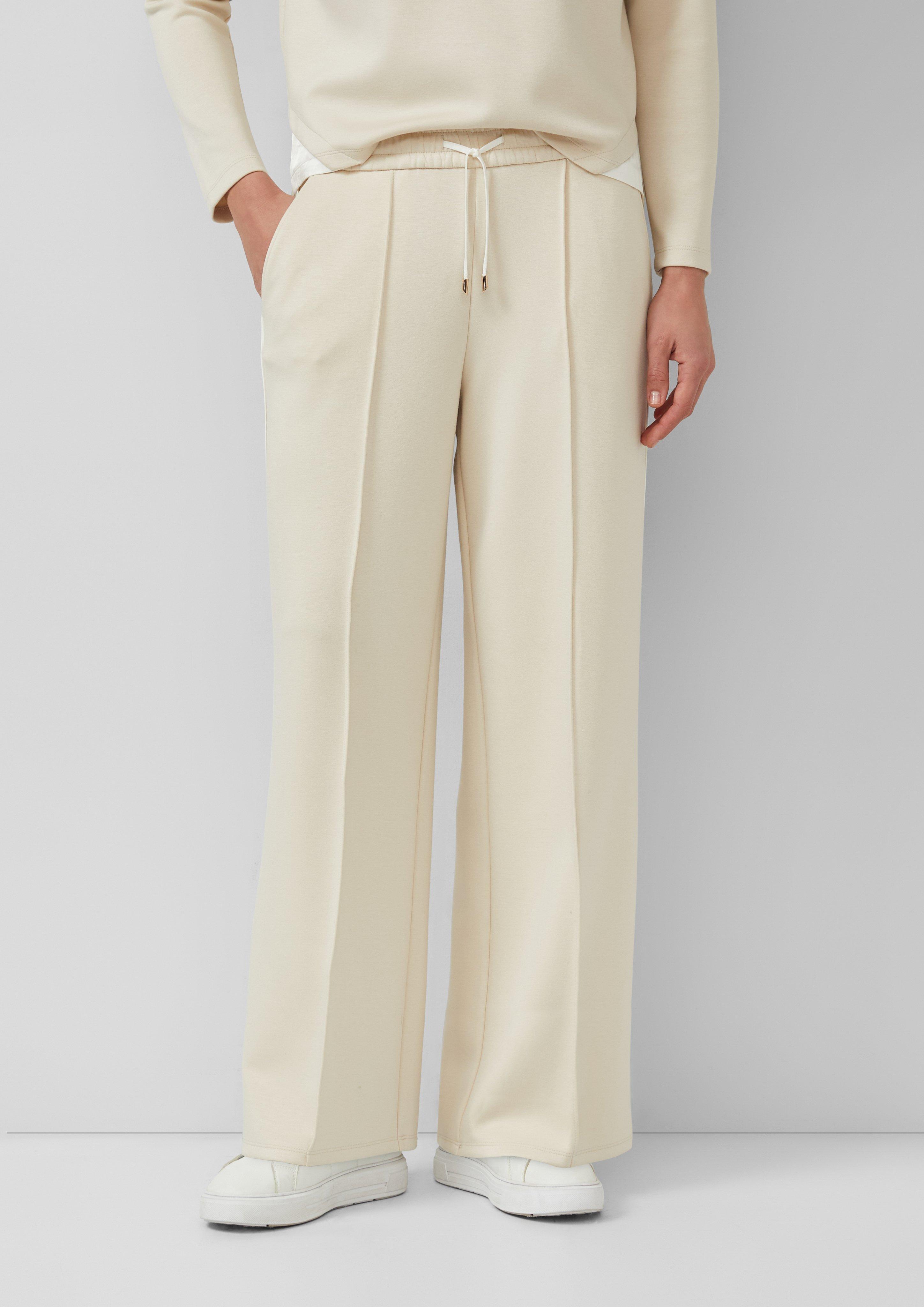 Thumbnail - Wide-Leg-Hose aus Scuba mit Kontraststreifen