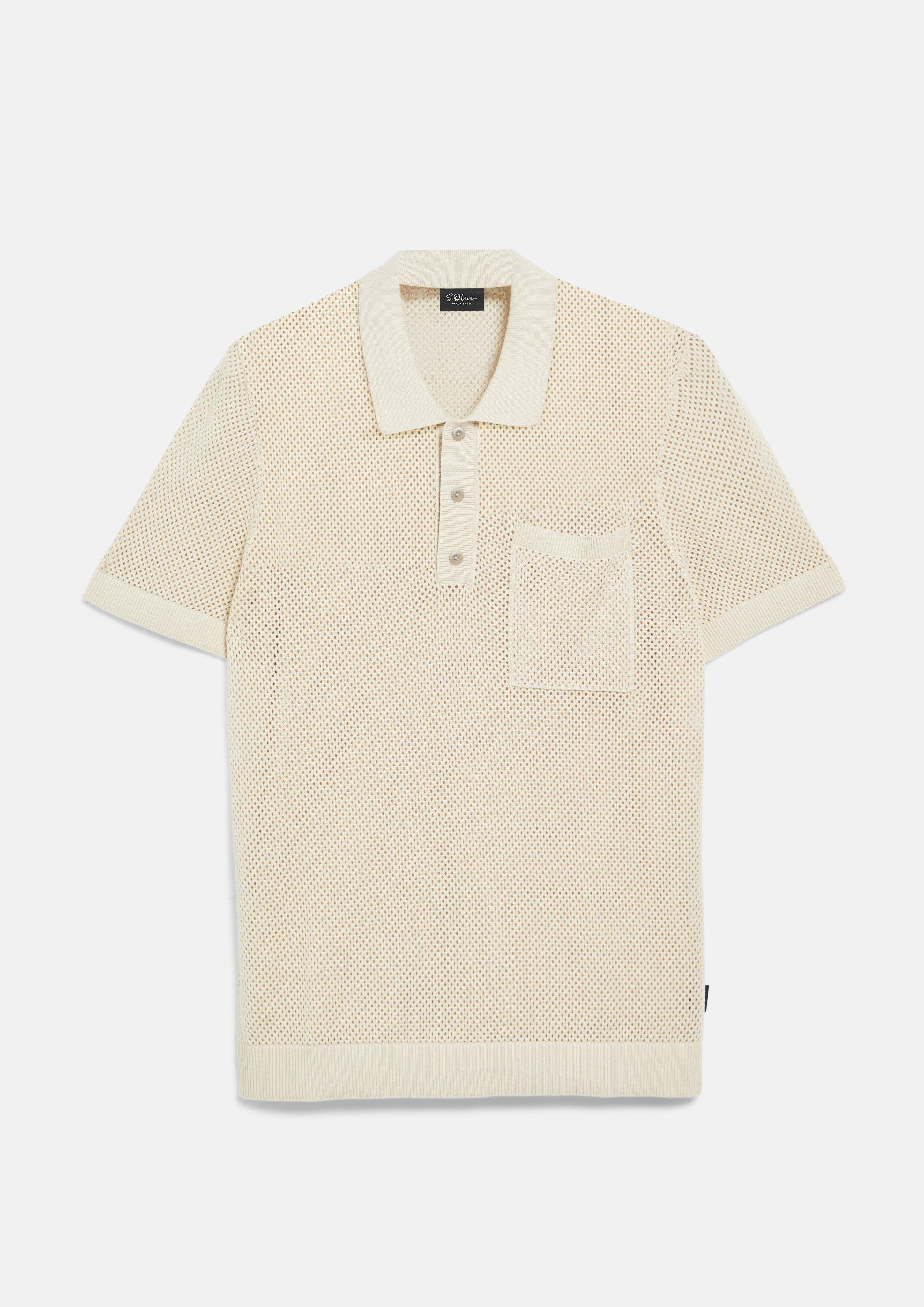 Hommes Polo en maille ajourée avec poche poitrine en  de s.Oliver BLACK LABEL
