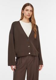 V neck Cardigan With Wide Sleeves Dark Brown COMMA