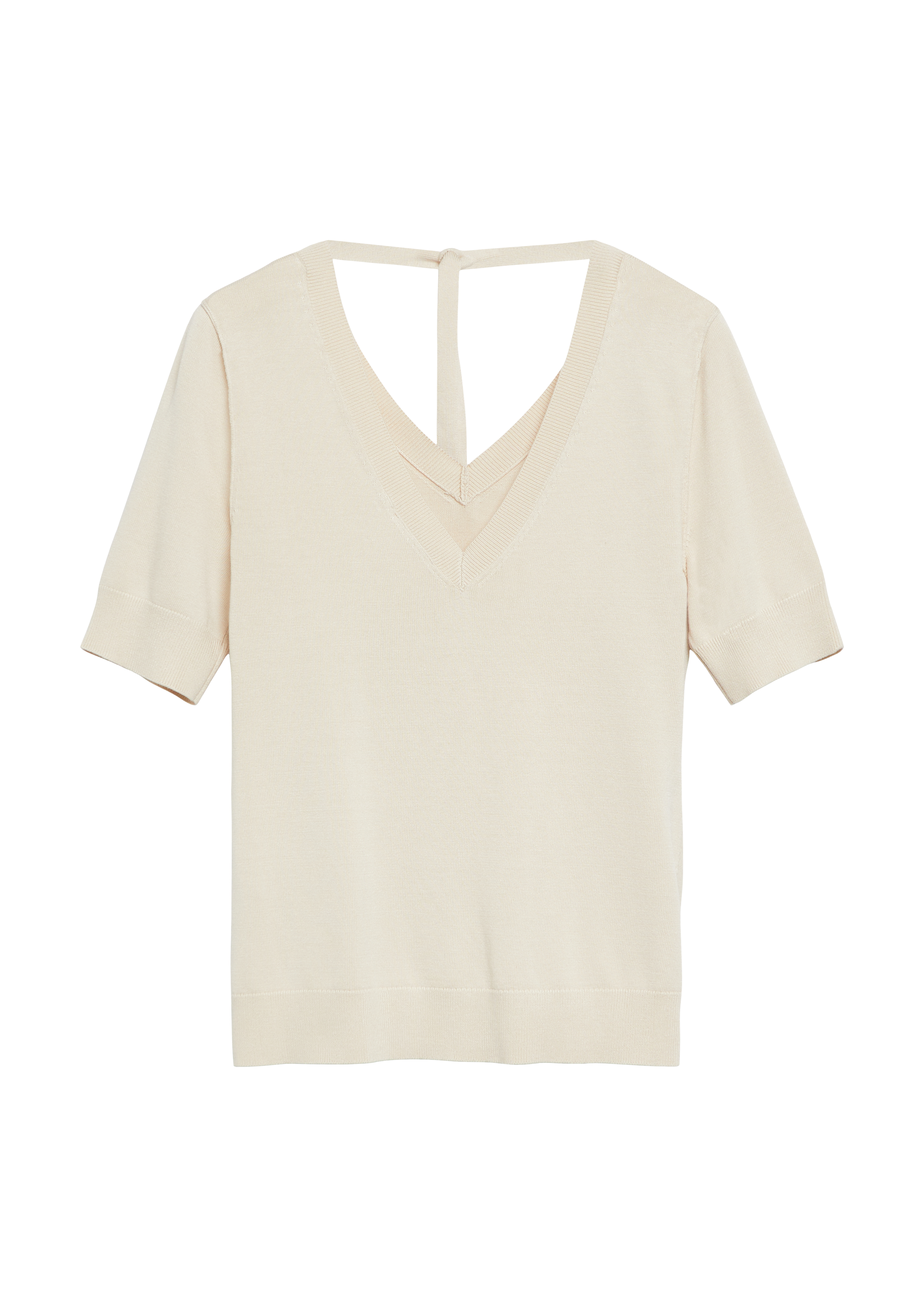 Kurzarm-Pullover mit tiefem Rückenausschnitt und Bindedetail in  von COMMA
