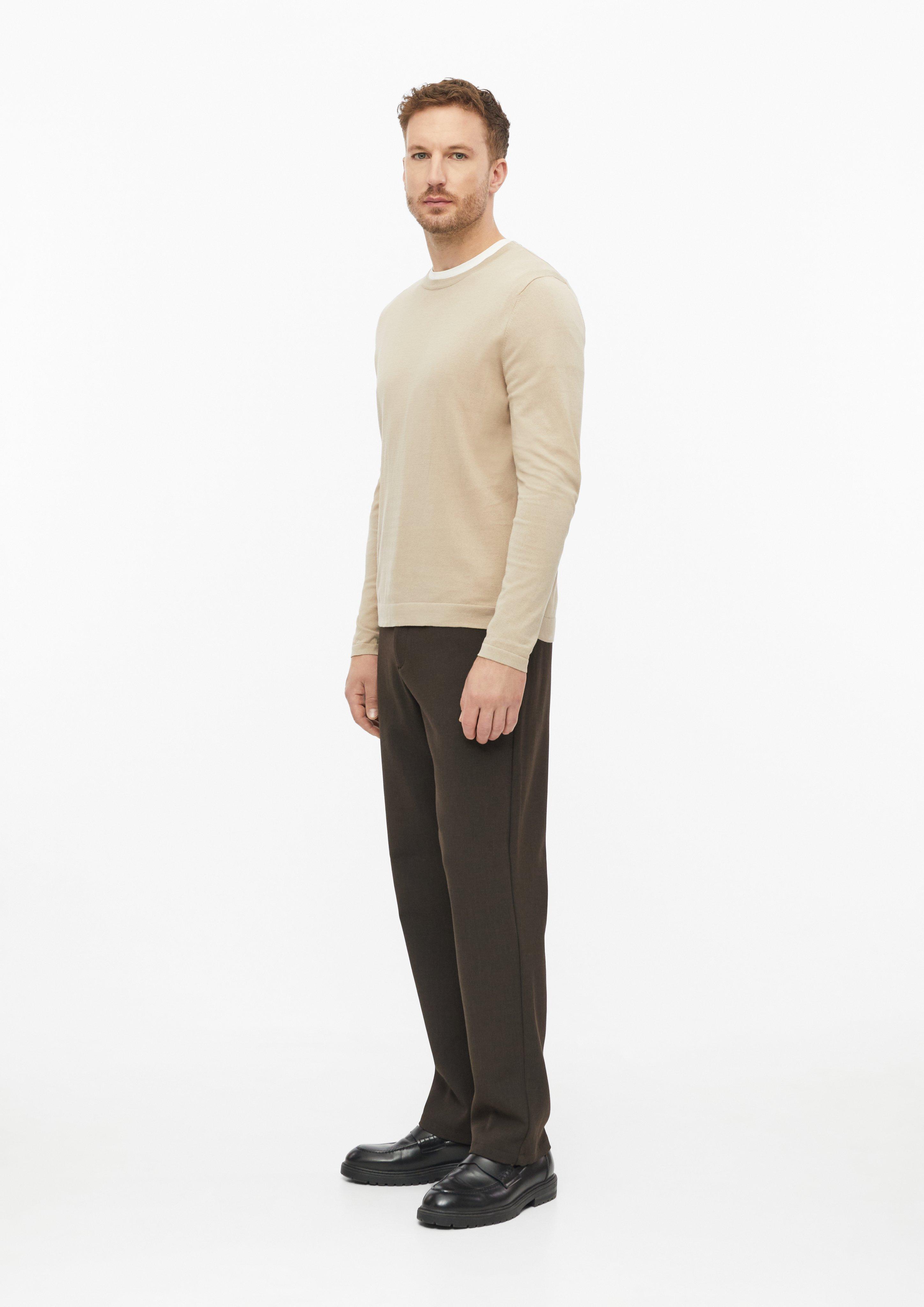 Hommes Pull raffiné en maille fine, mélange coton-soie en brun de s.Oliver BLACK LABEL