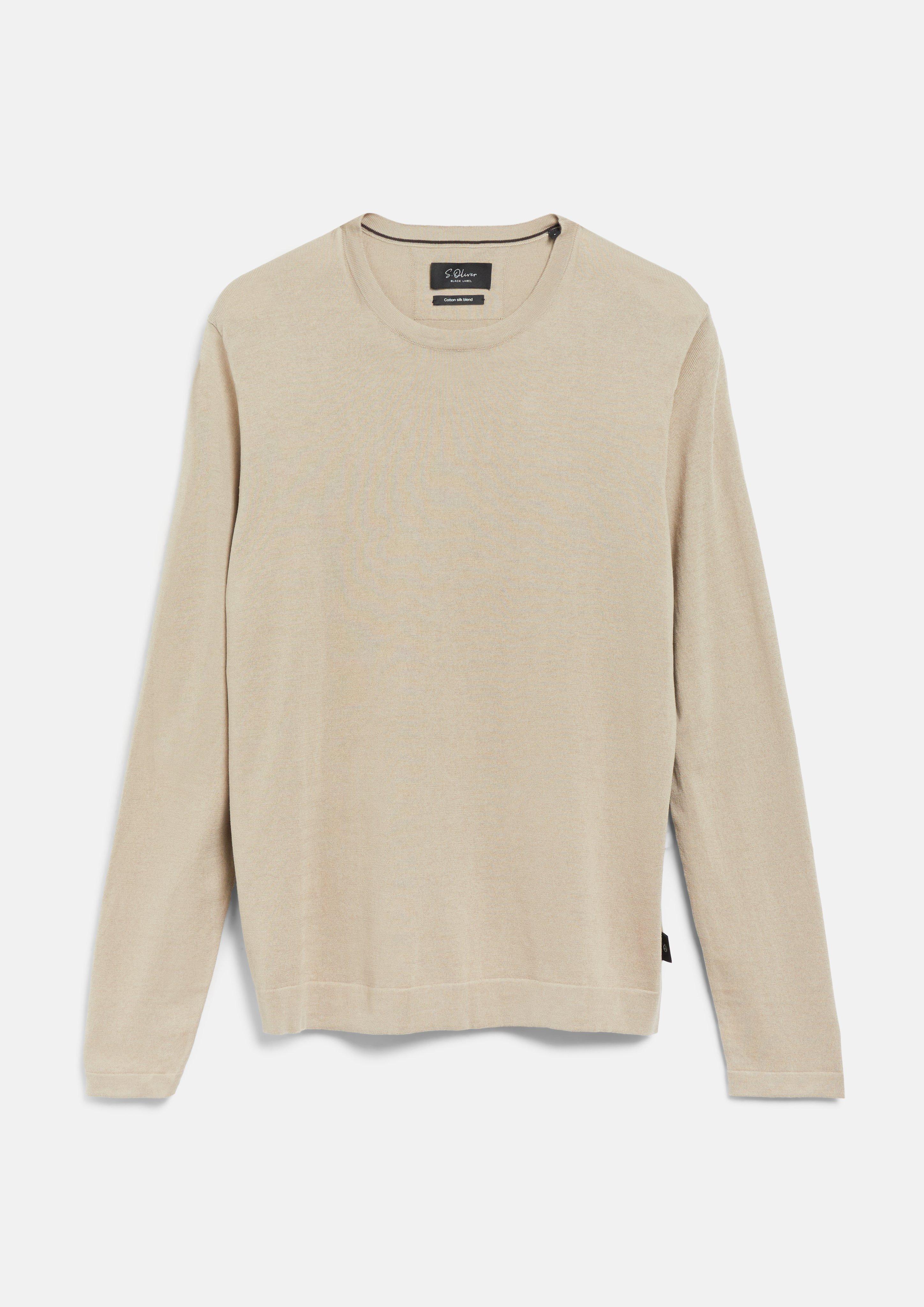 Herren Edler Feinstrickpullover aus Baumwoll-Seiden-Mix in braun von s.Oliver BLACK LABEL