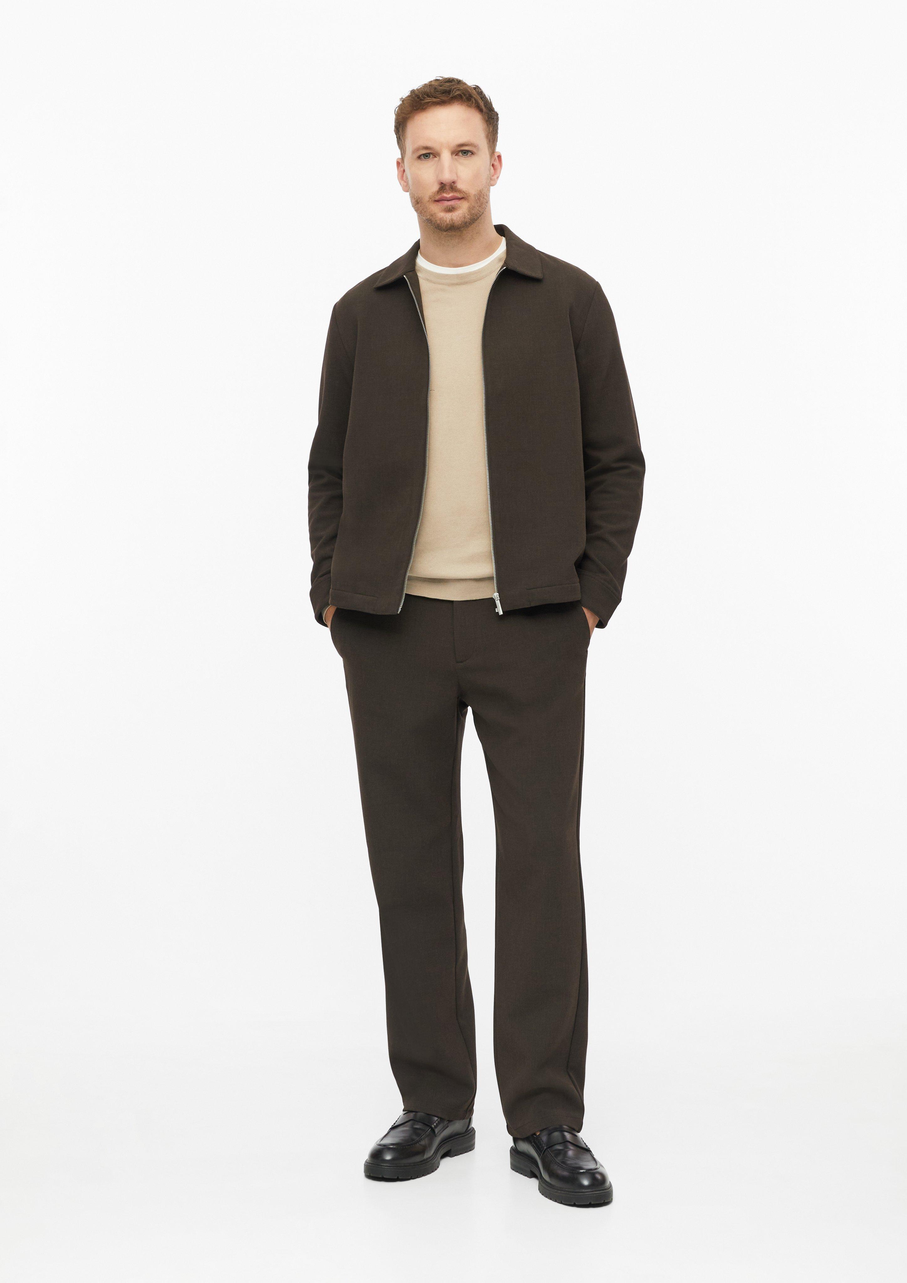 Hommes Pull raffiné en maille fine, mélange coton-soie en brun de s.Oliver BLACK LABEL