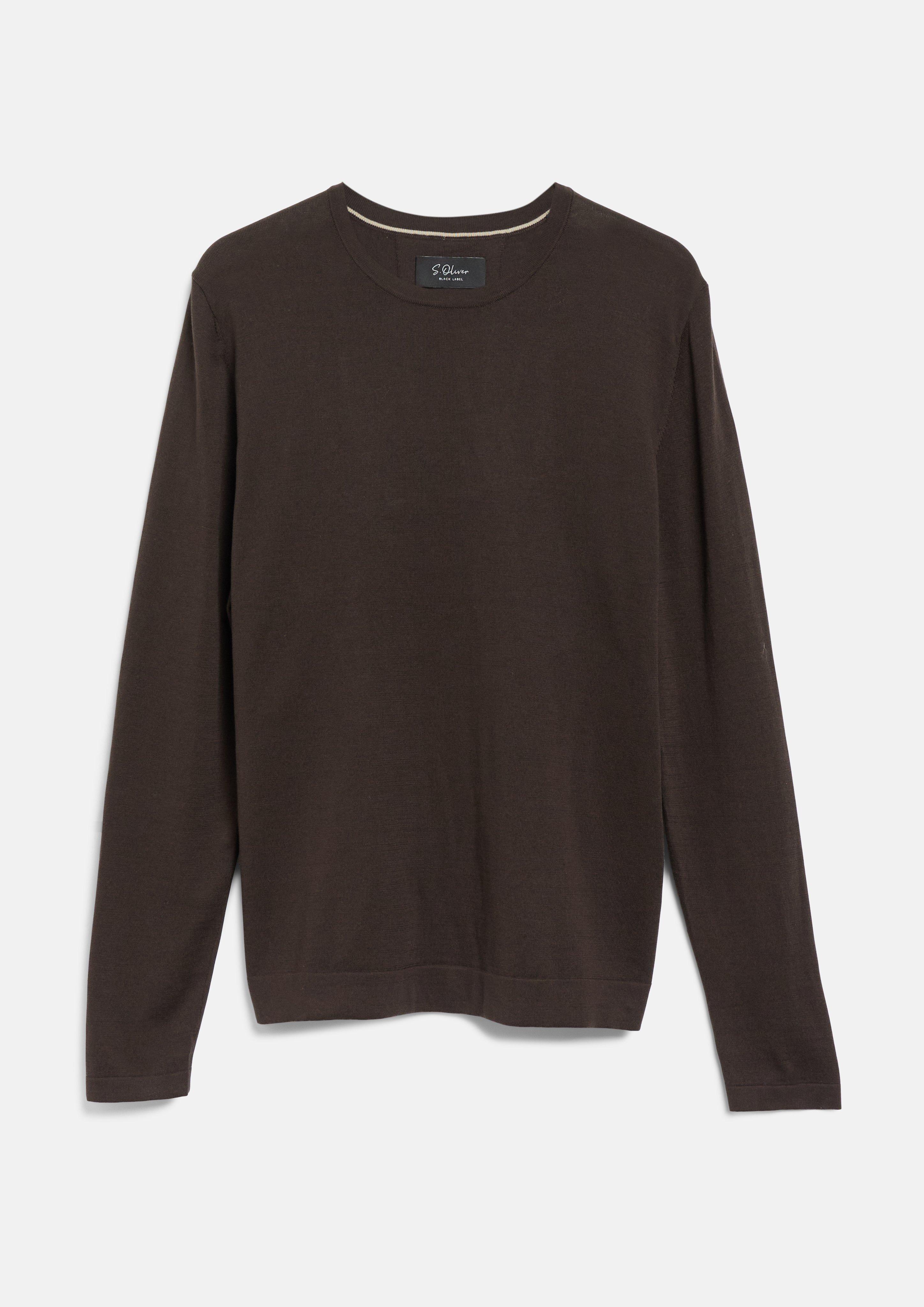 Edler Feinstrickpullover aus Baumwoll-Seiden-Mix in Farbe dunkelbraun von s.Oliver BLACK LABEL