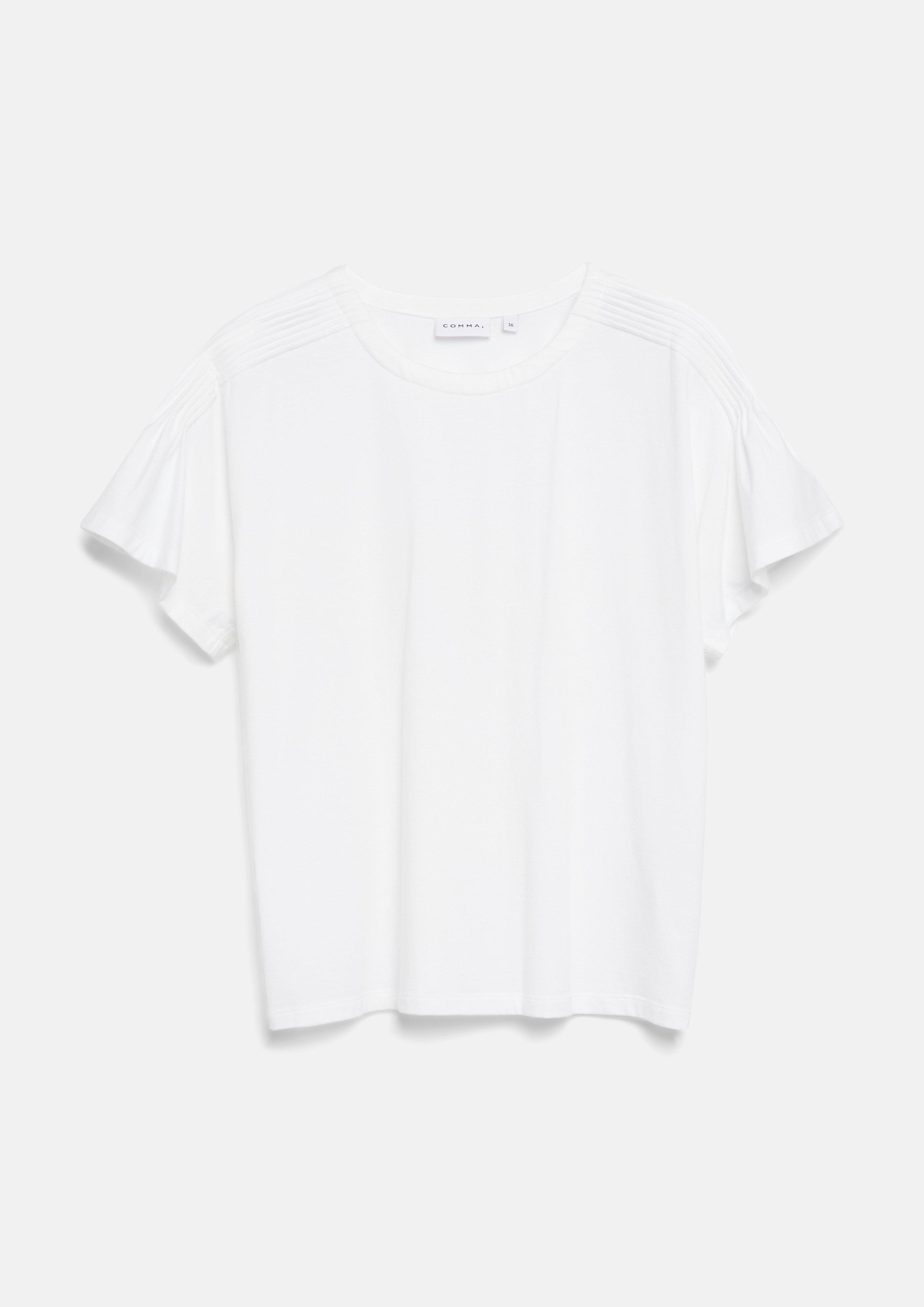 Leichtes Viskose-Stretch-T-Shirt mit femininen Ärmel-Details in  von COMMA