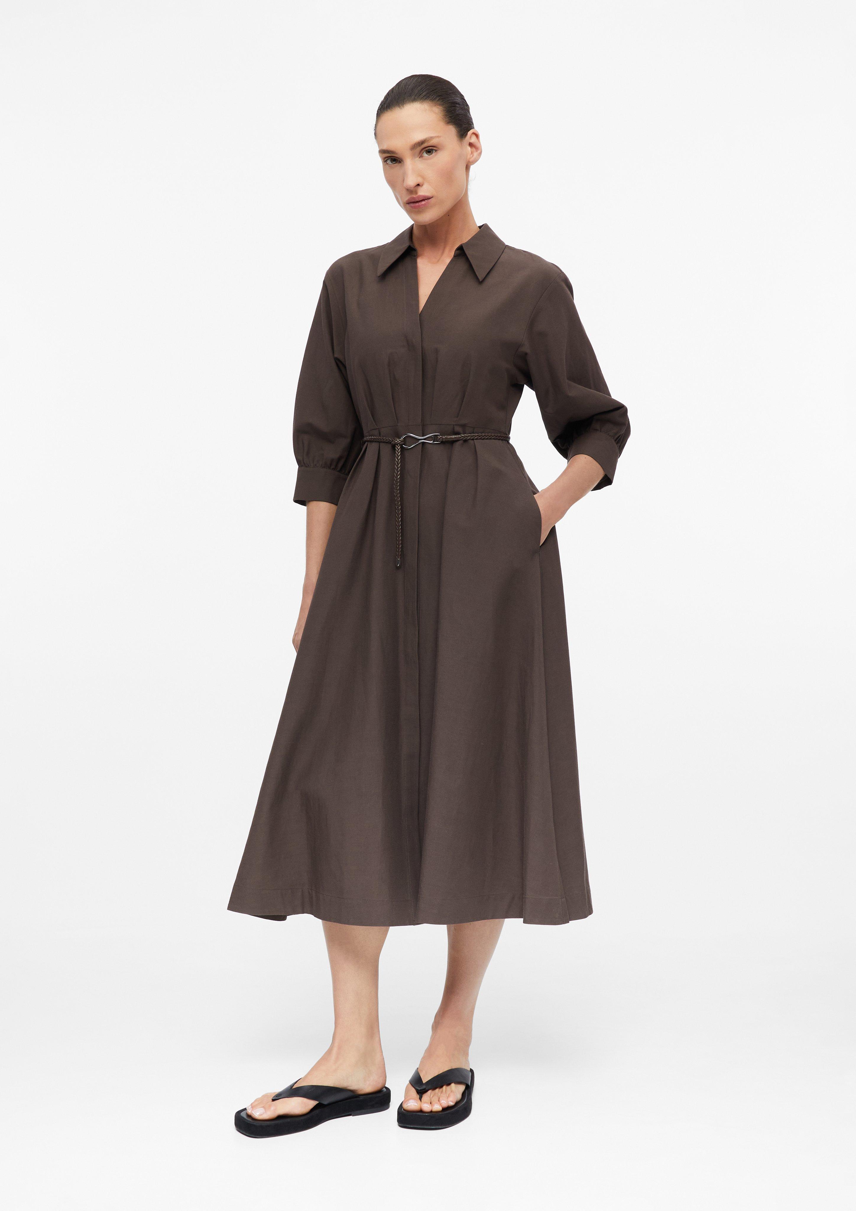 Hemdblusenkleid aus Leinenmix mit Gürtel in  von COMMA