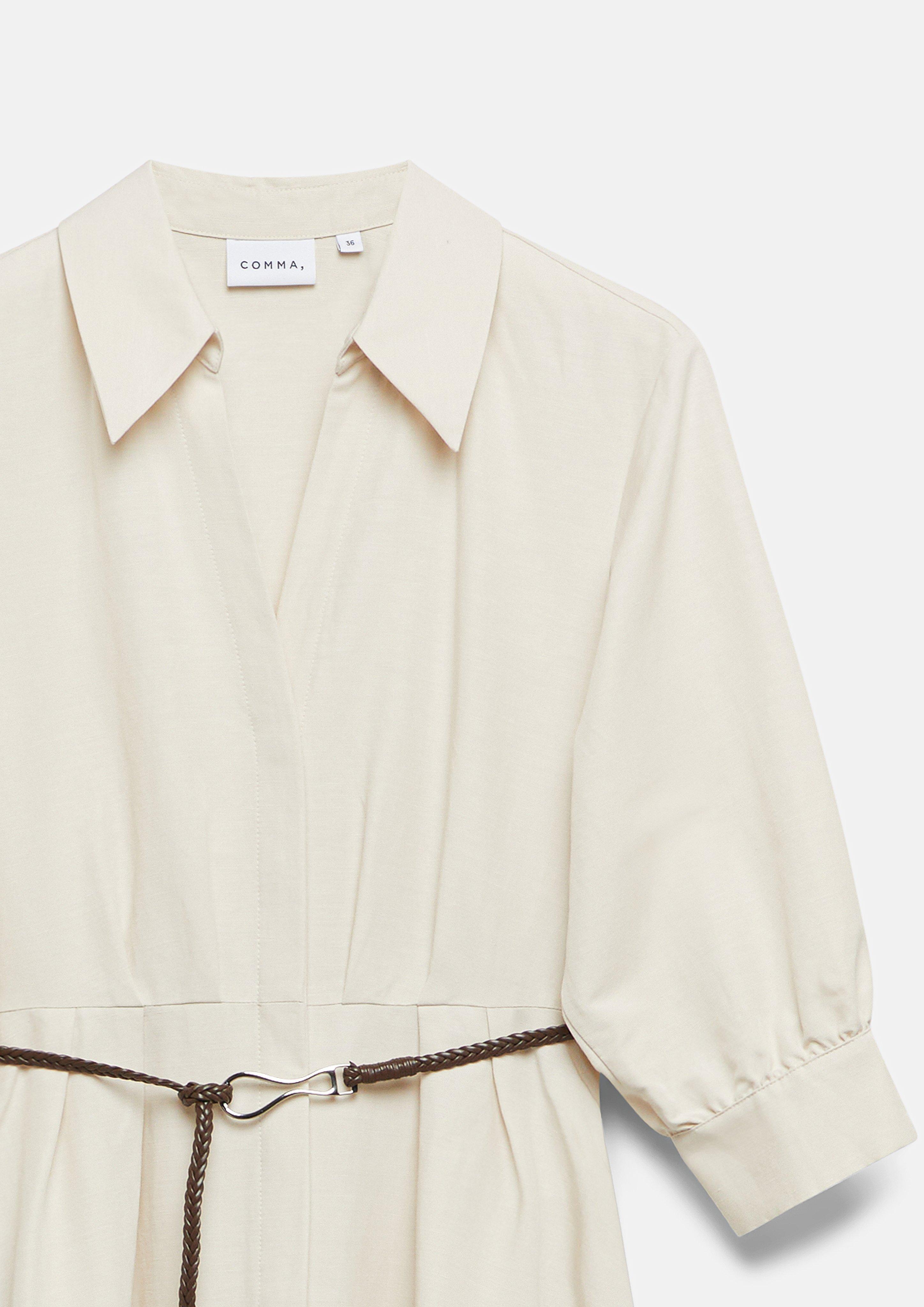 Hemdblusenkleid aus Leinenmix mit Gürtel in  von COMMA
