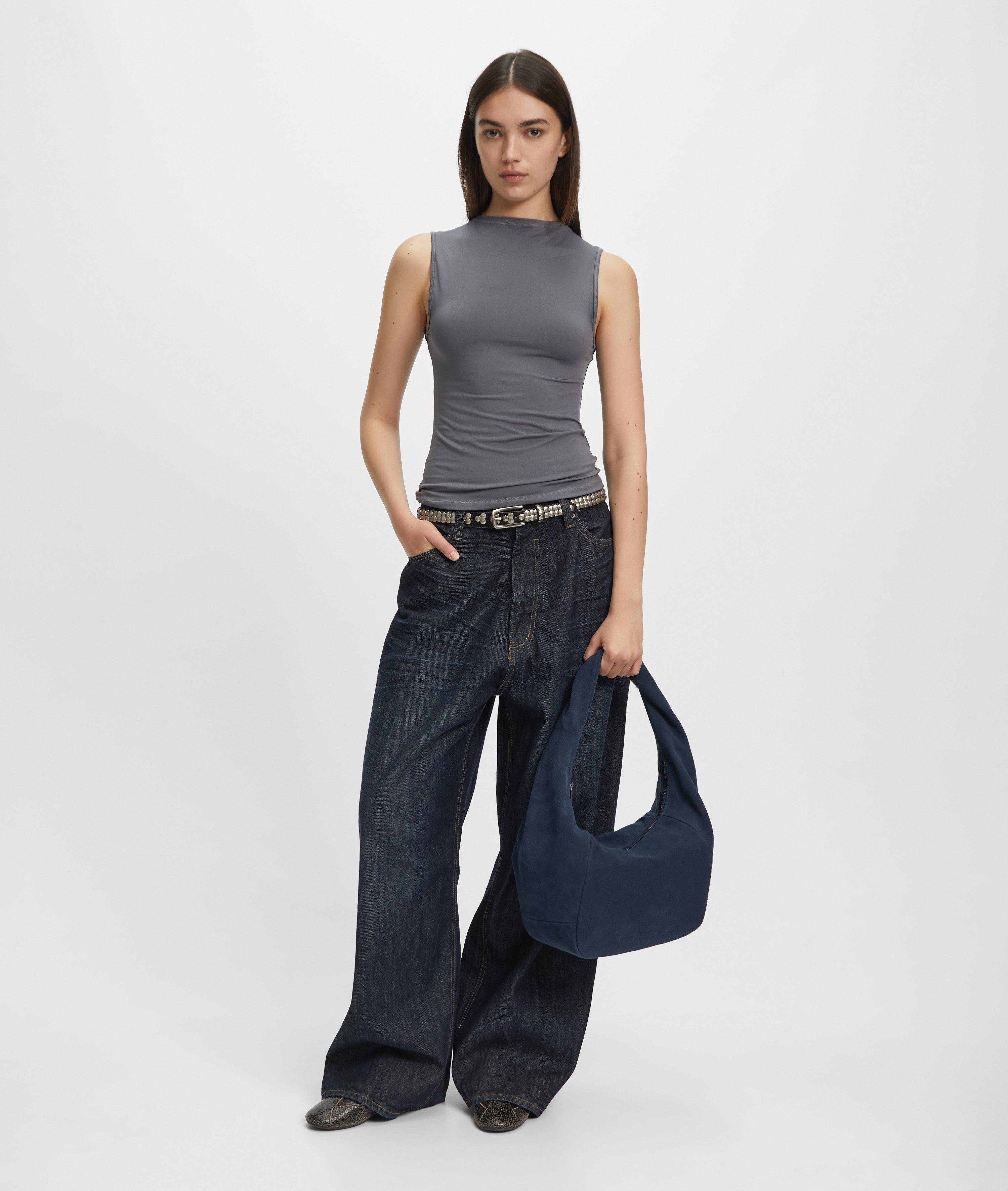 Farrah II Hobo M in blau, beige & braun