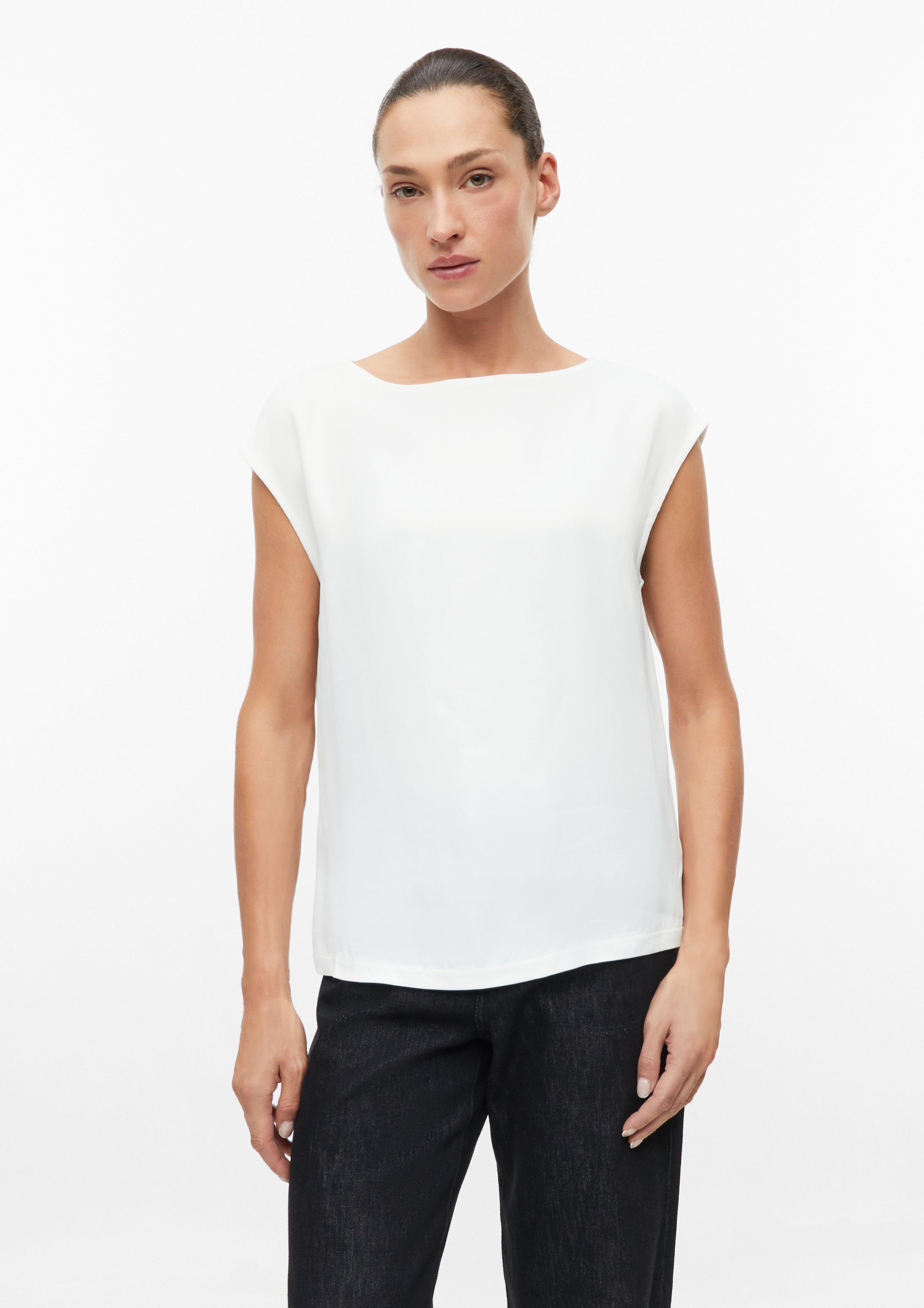 Dames Mouwloos shirt van een viscosemix in wit van s.Oliver BLACK LABEL