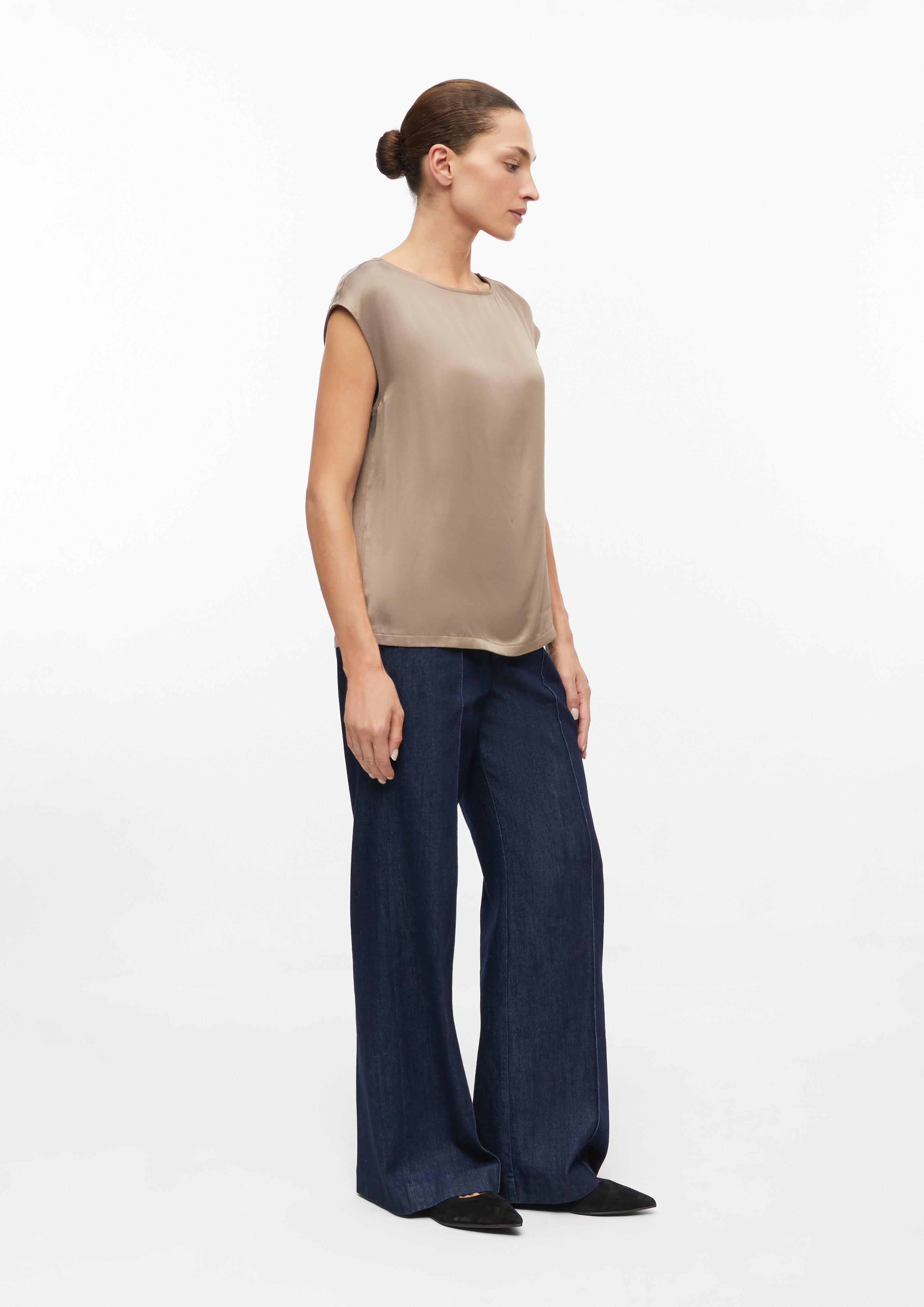 Femmes T-shirt sans manches en mélange de viscose en brun de s.Oliver BLACK LABEL
