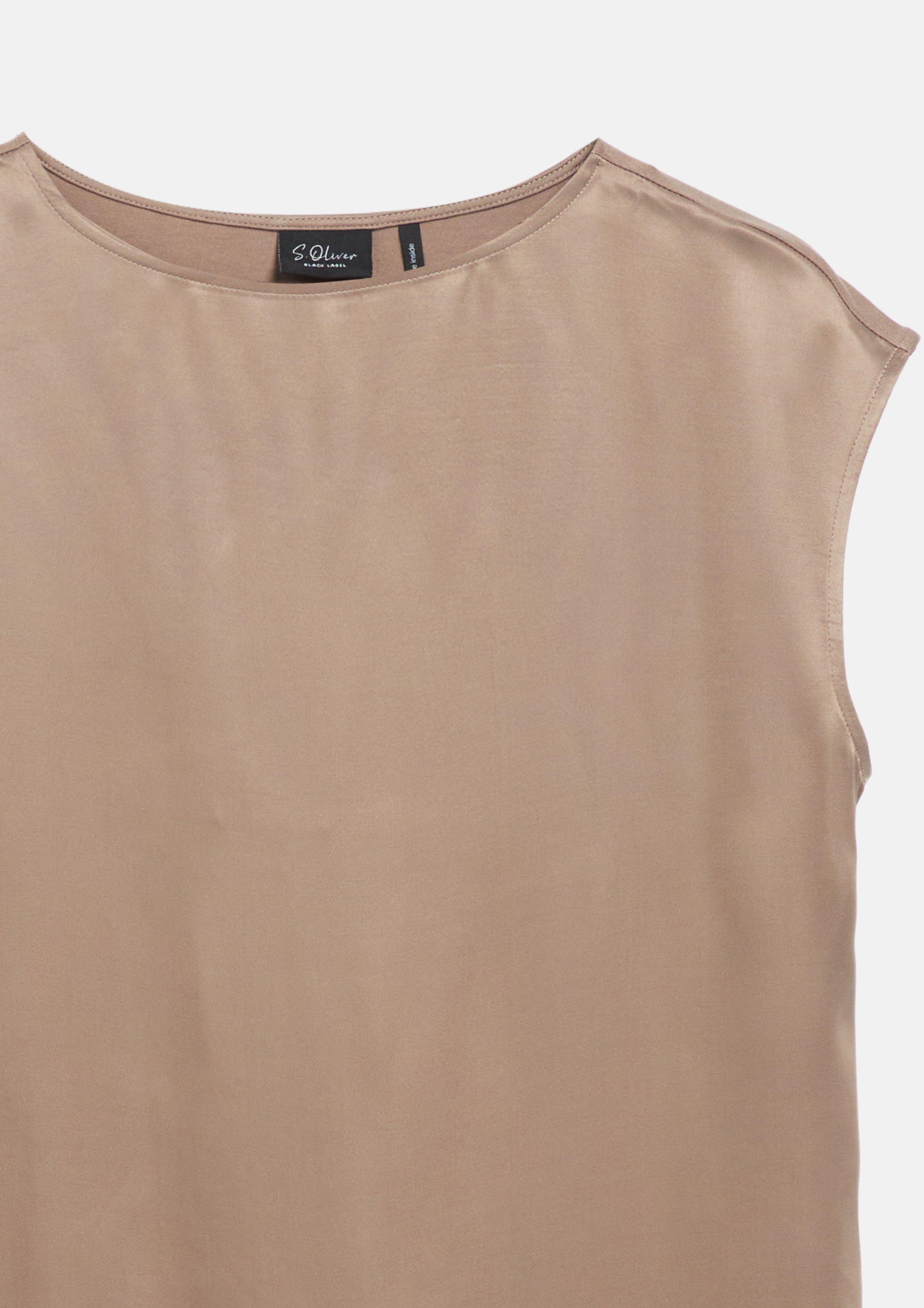 Femmes T-shirt sans manches en mélange de viscose en brun de s.Oliver BLACK LABEL