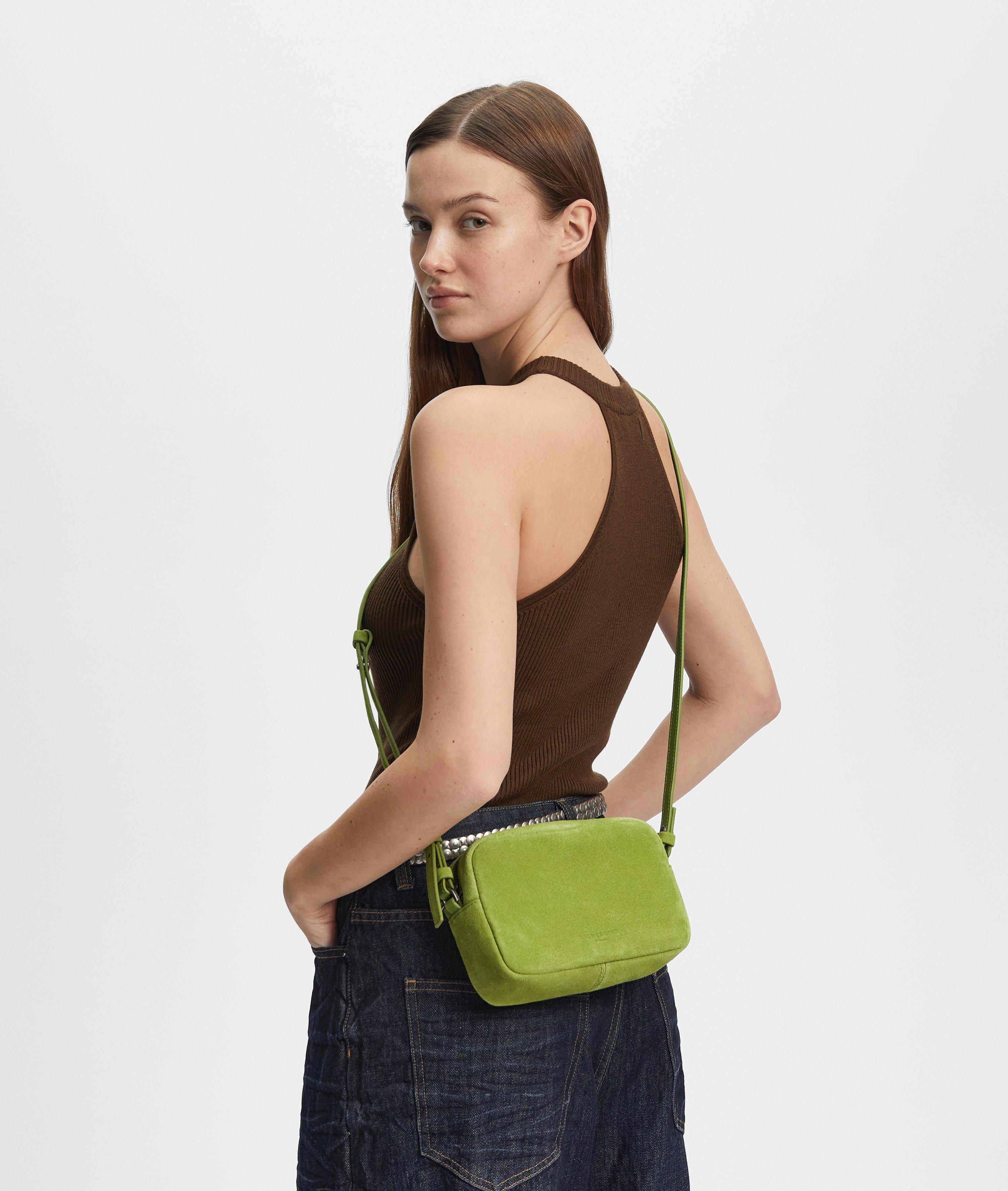 Crossbody in green, brown & brown