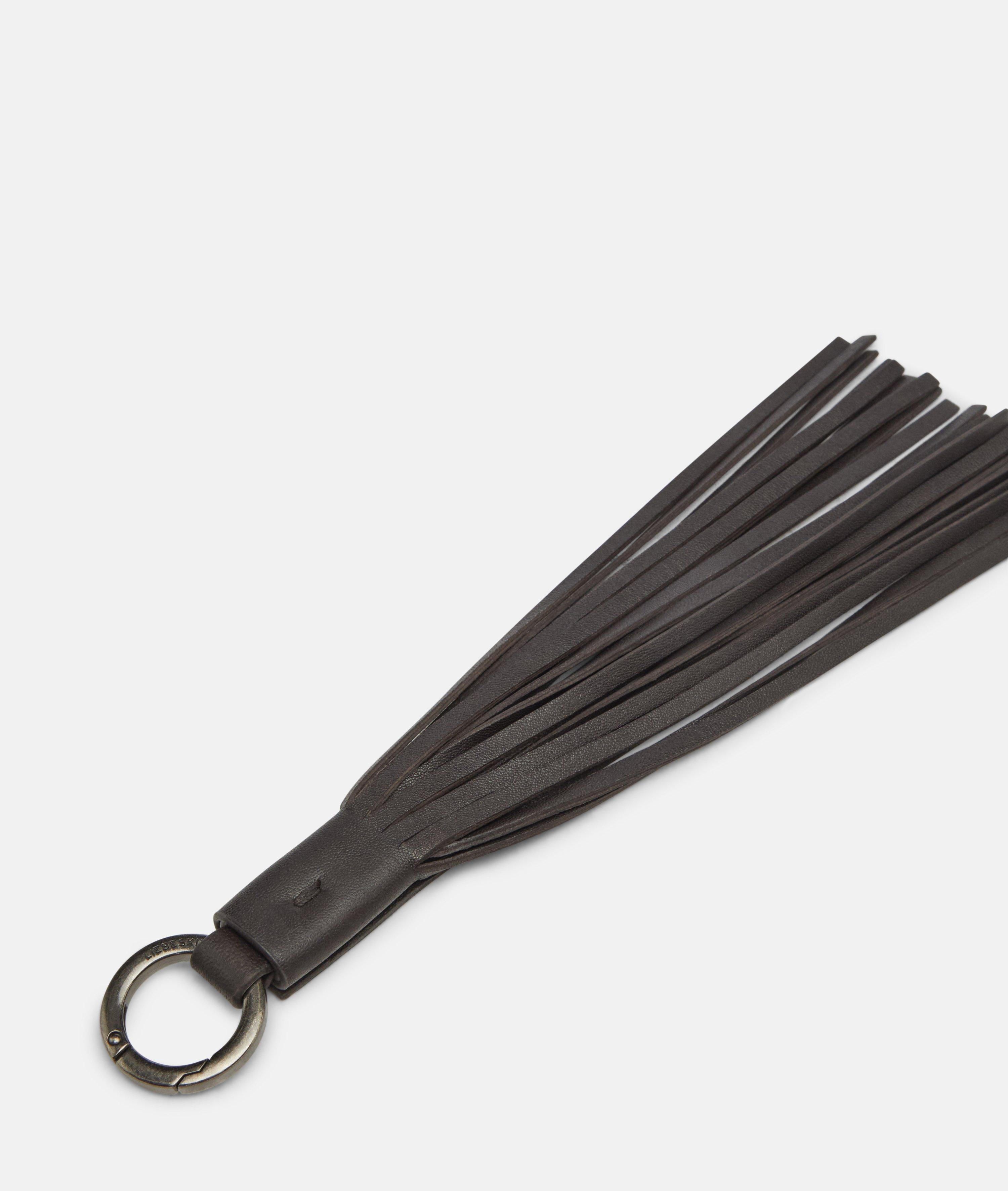 Sleutelhanger met kwastje in bruin, beige & zwart