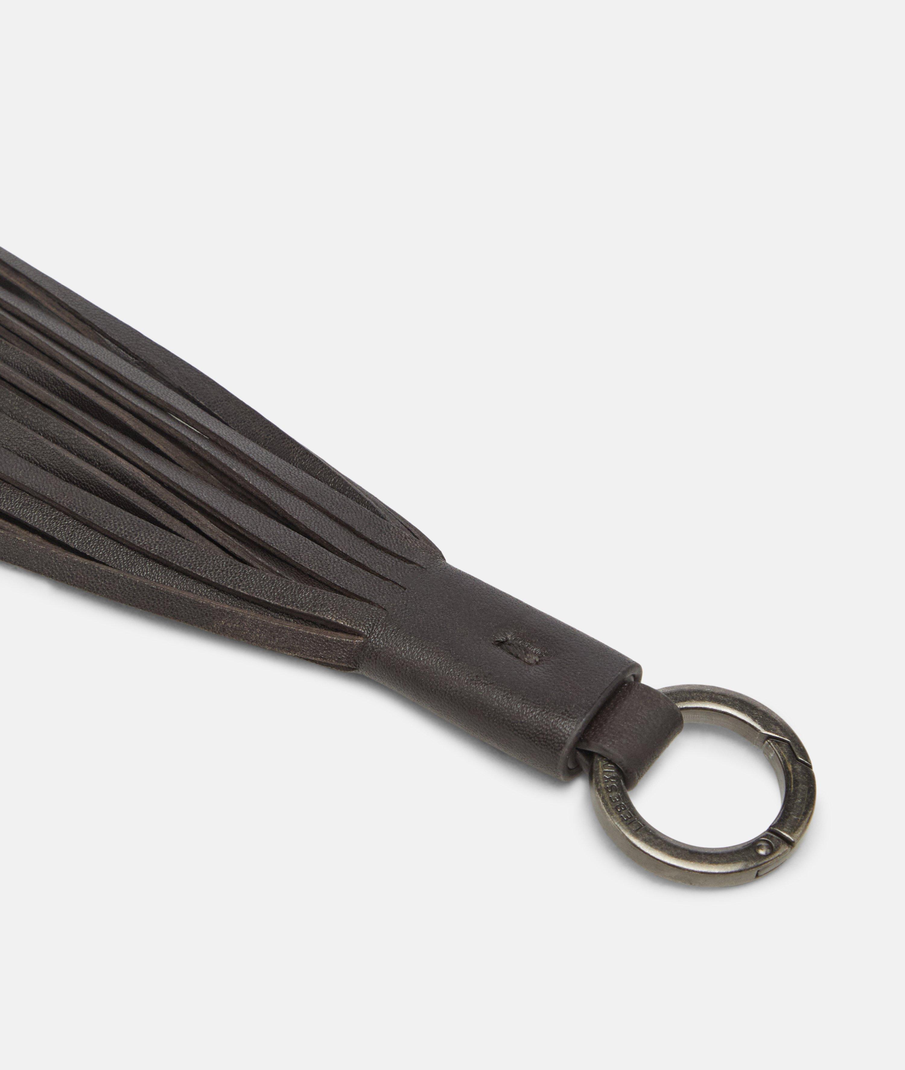 Sleutelhanger met kwastje in bruin, beige & zwart