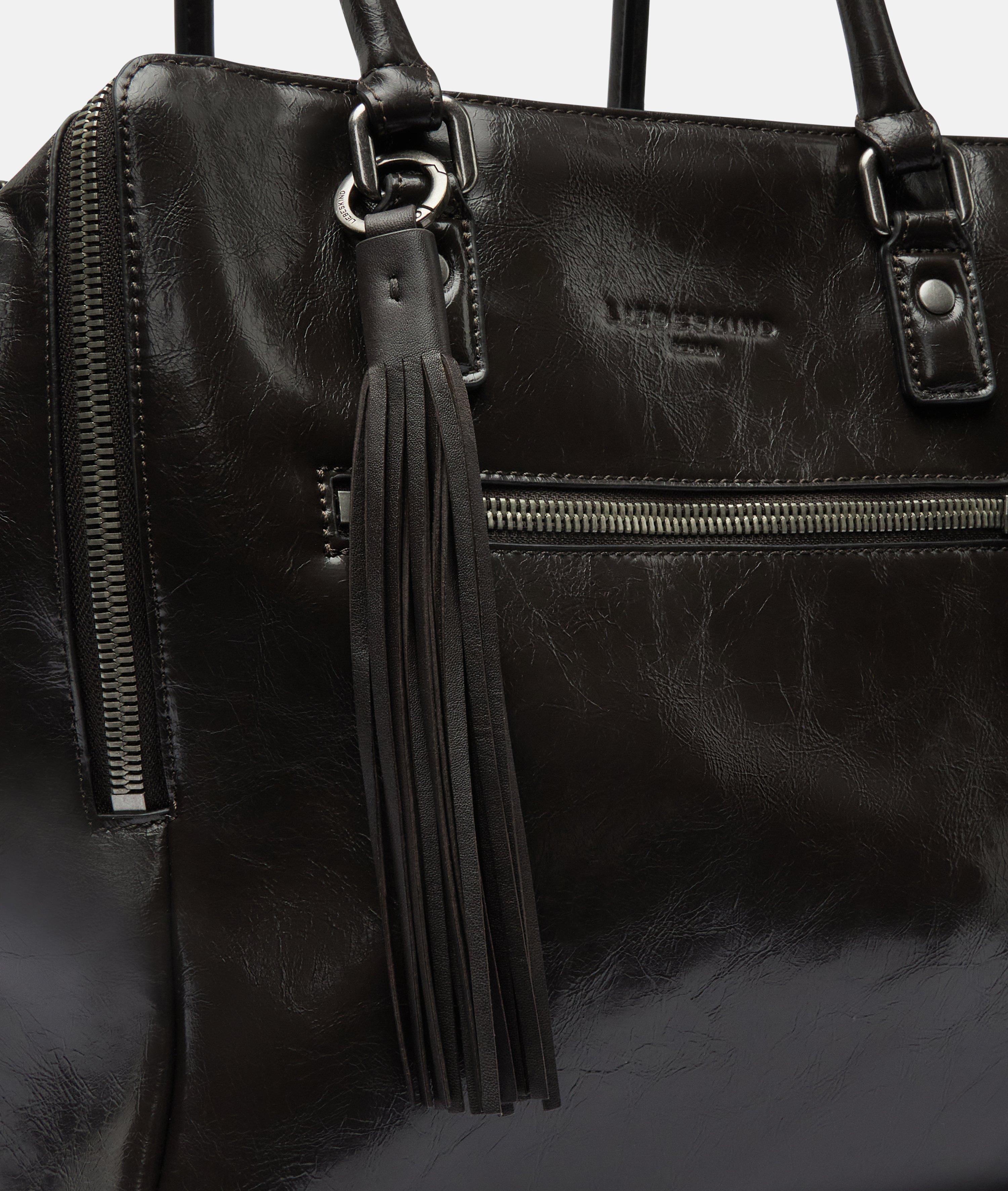 Sleutelhanger met kwastje in bruin, beige & zwart