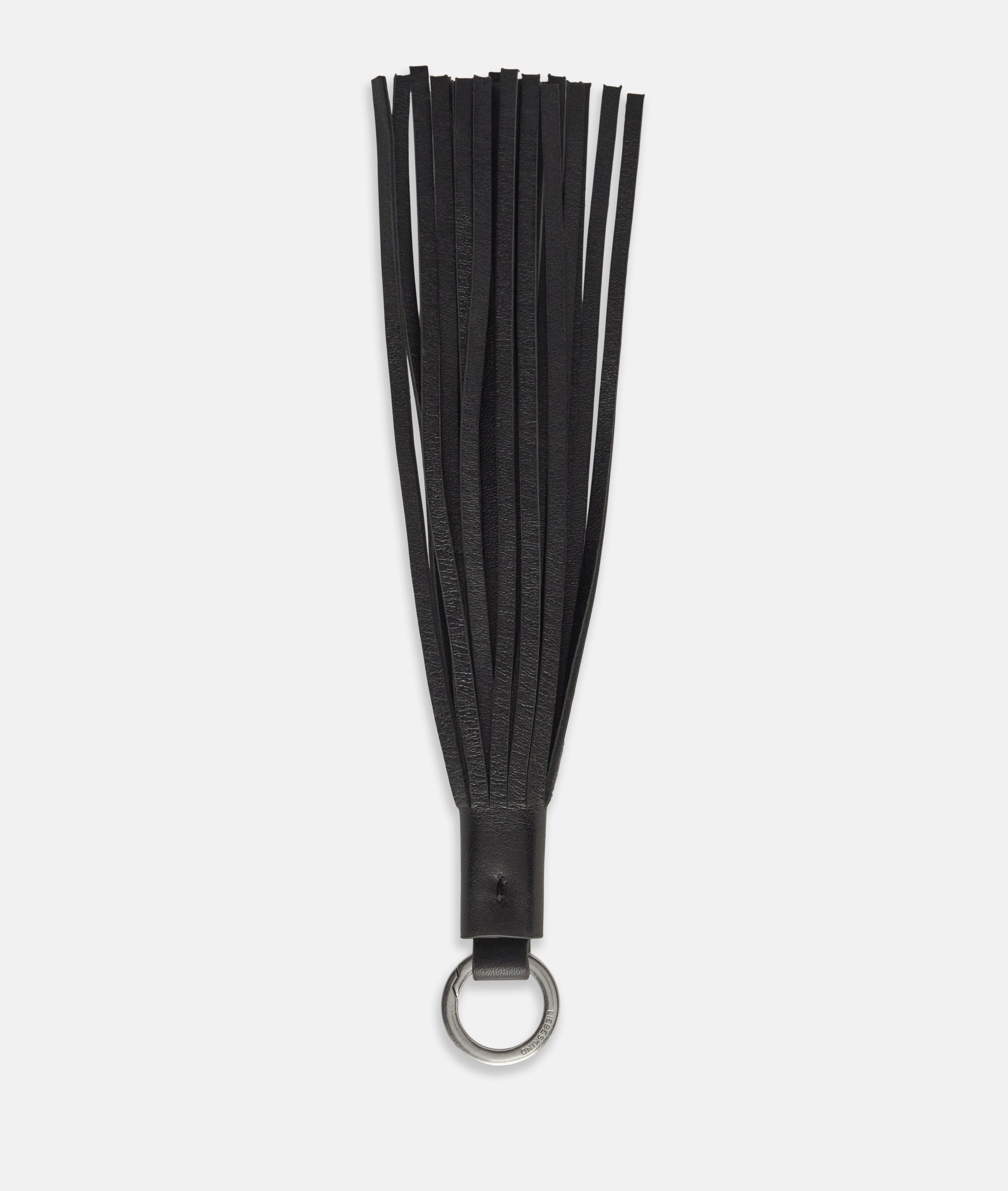 Sleutelhanger met kwastje in zwart, beige & bruin