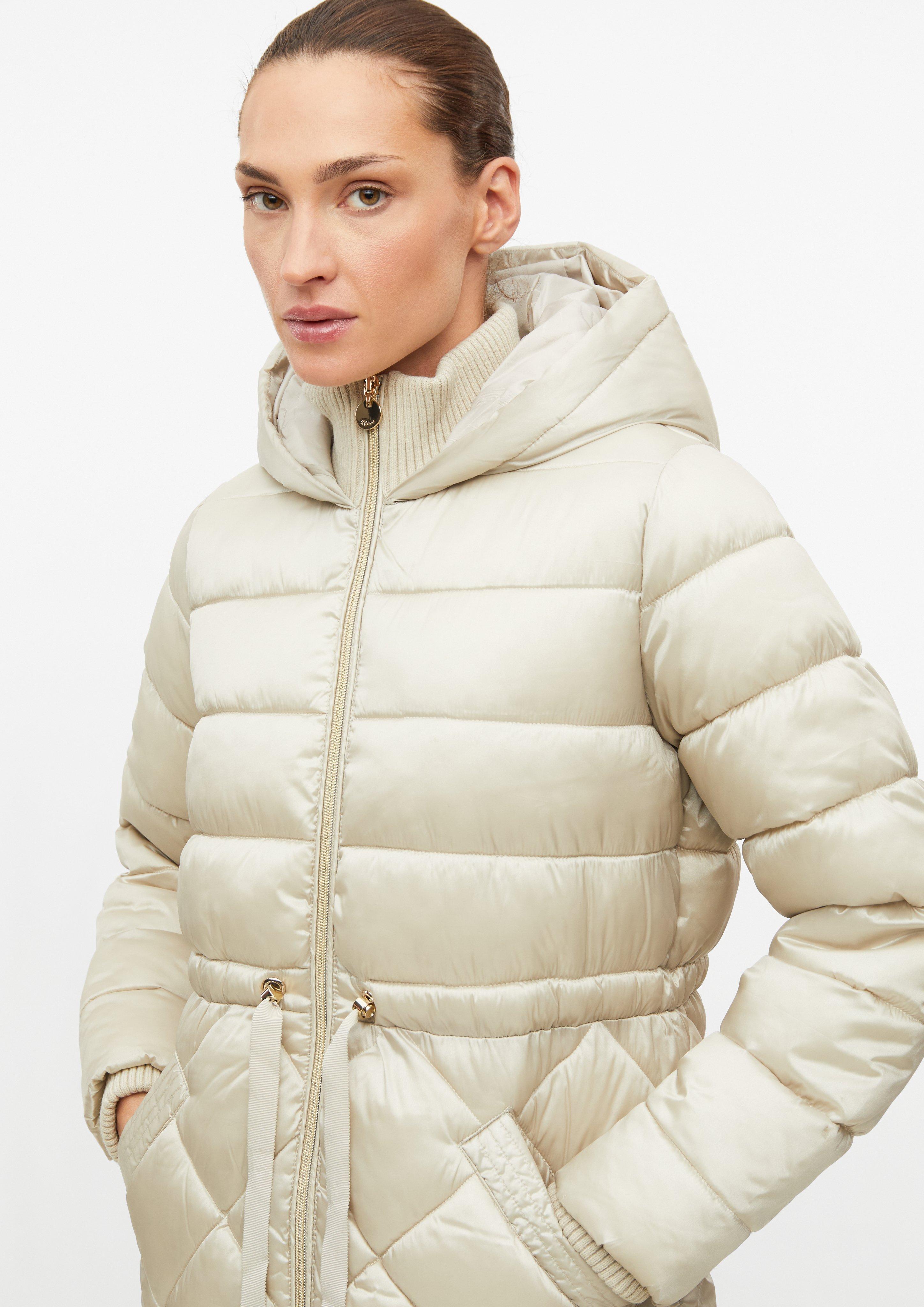 Damen Mantel mit Strickkragen und Kapuze in beige von s.Oliver BLACK LABEL