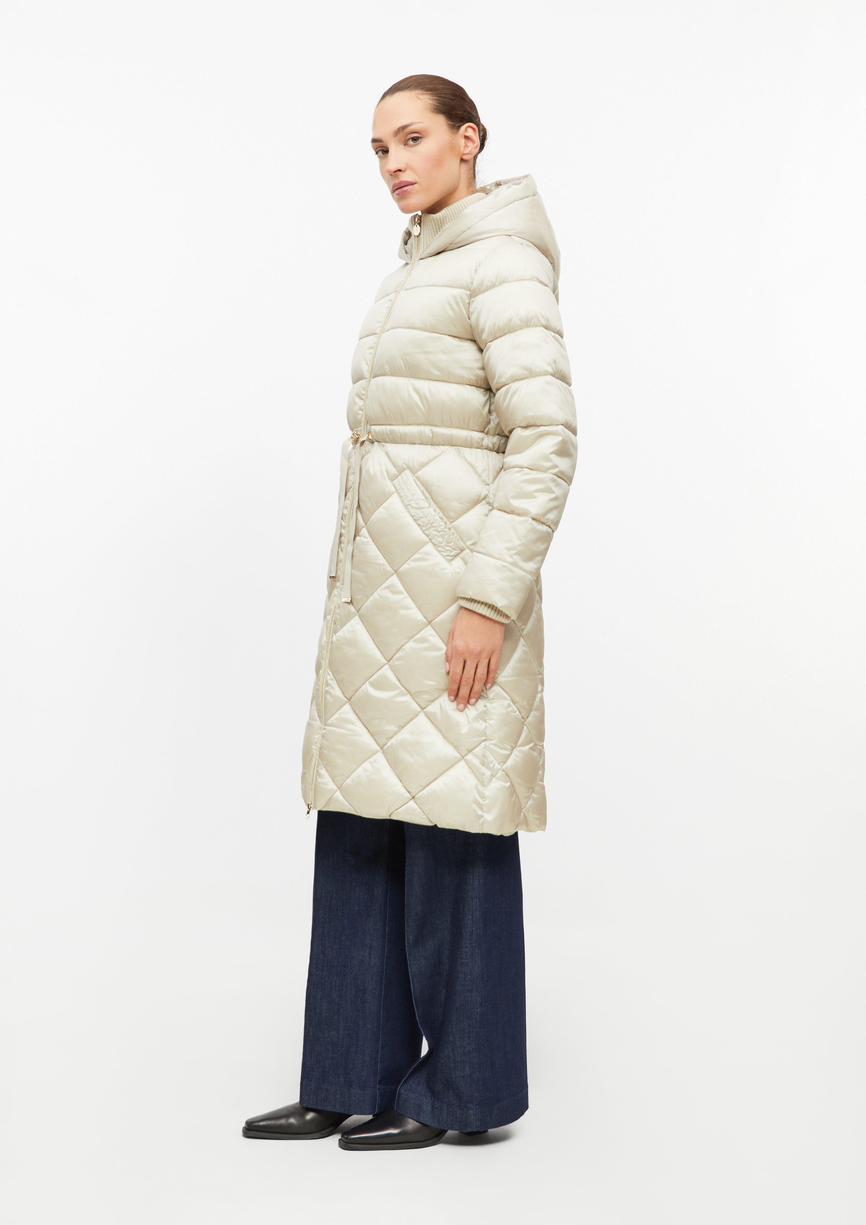 Damen Mantel mit Strickkragen und Kapuze in beige von s.Oliver BLACK LABEL